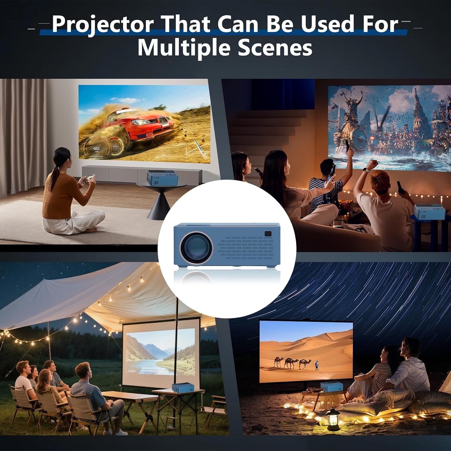 Smart support for 4K projectors,Comes with a mini stand ,Mini Projector with ...