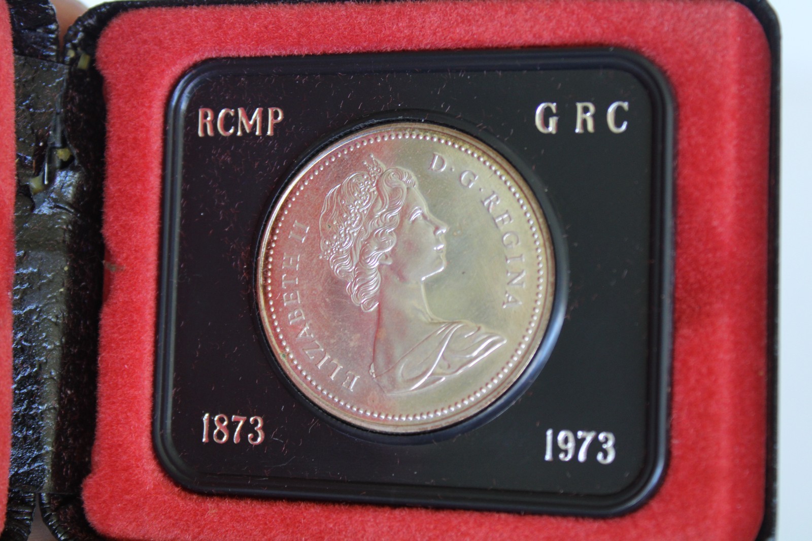 Canada 1873-1973 Centennial Dollar .500 Silver RCMP Proof Coin w/ Case, Toning