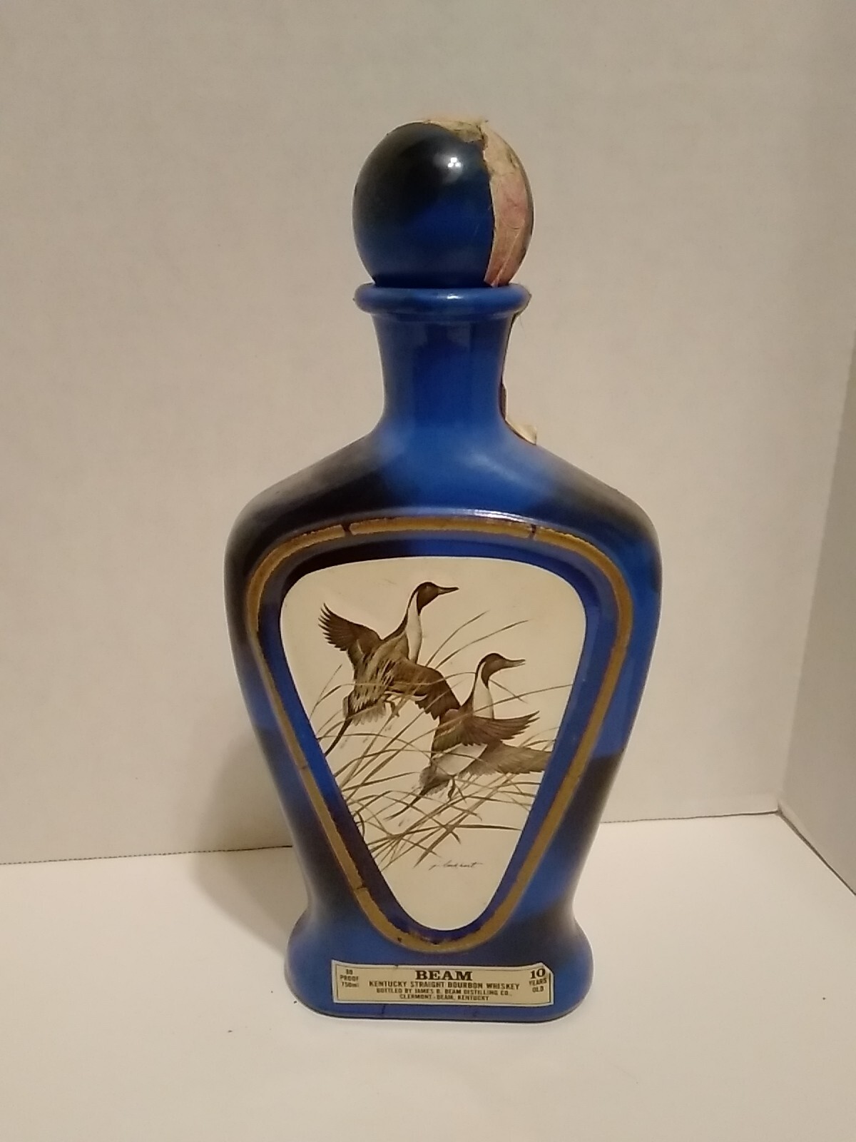 Vintage BEAM Kentucky Straight Bourbon Whiskey Empty Bottle Screw On Top Birds