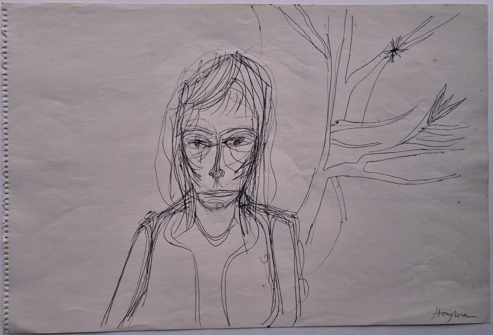 Patrick Hayman - Portrait of Elspeth Spottiswood ink drawing Modern British Art