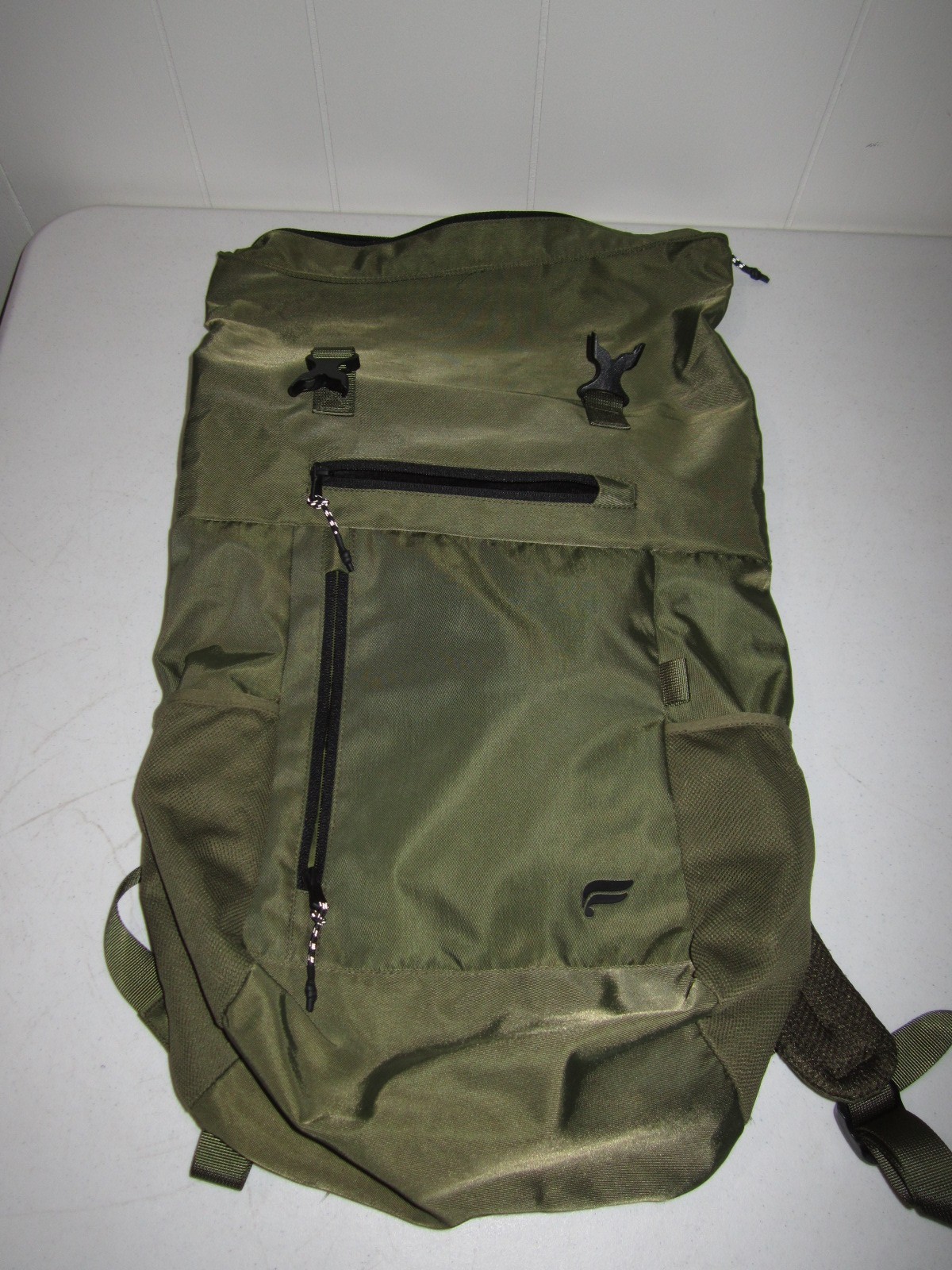 Fabletics The Only Backpack Army Green Roll Top Laptop Travel Commuter Gym Bag