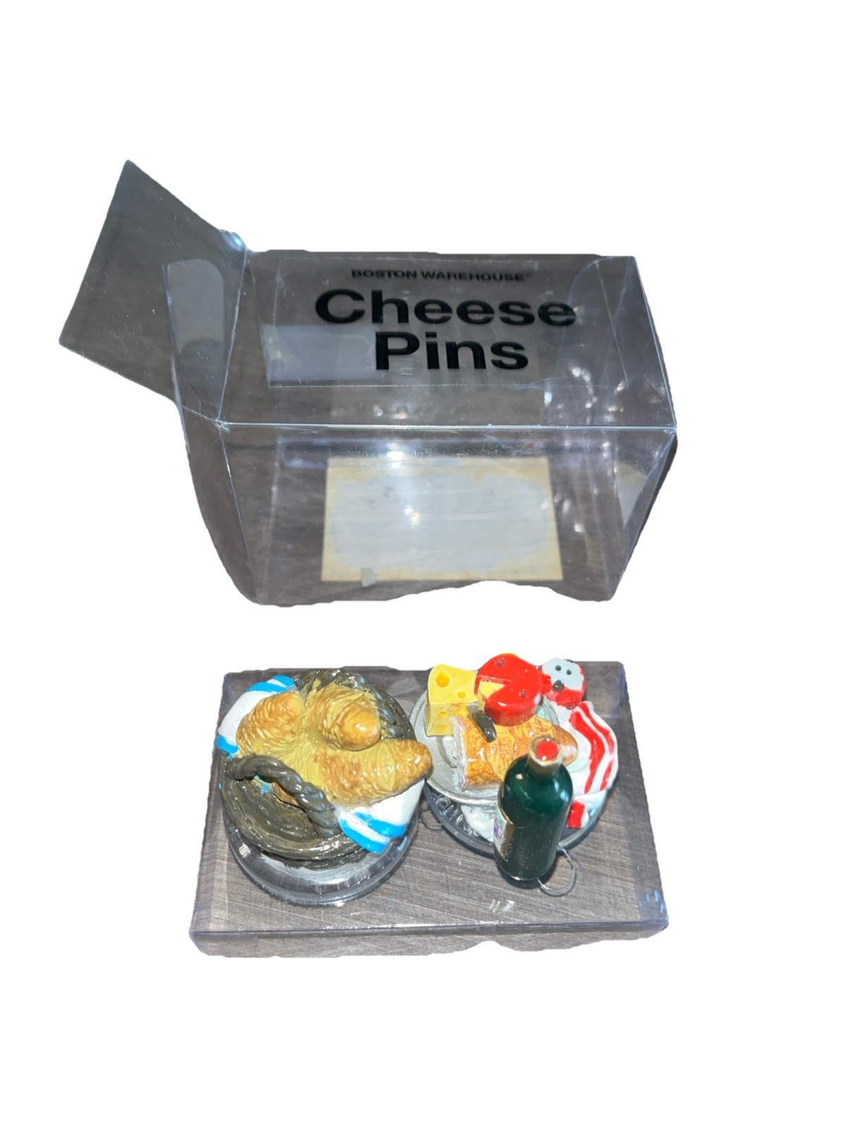 2002 Boston Warehouse Cheese Pins Set of 2 Wine Bread Basket Model No. 83544