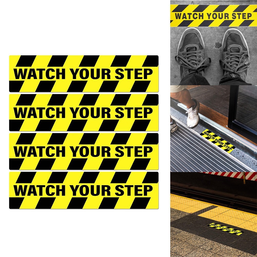 Anti Slip Floor Tape 4 Pack 15x60cm Yellow Black Stripe Stair Safety Tape