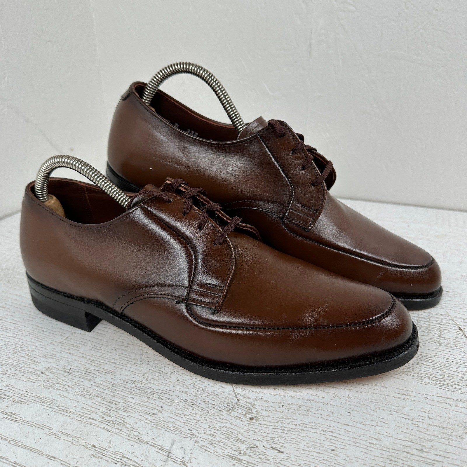 Mason Shoes Velvet-eez Mens Brown Leather Apron Toe Derby Dress Shoes Excellent
