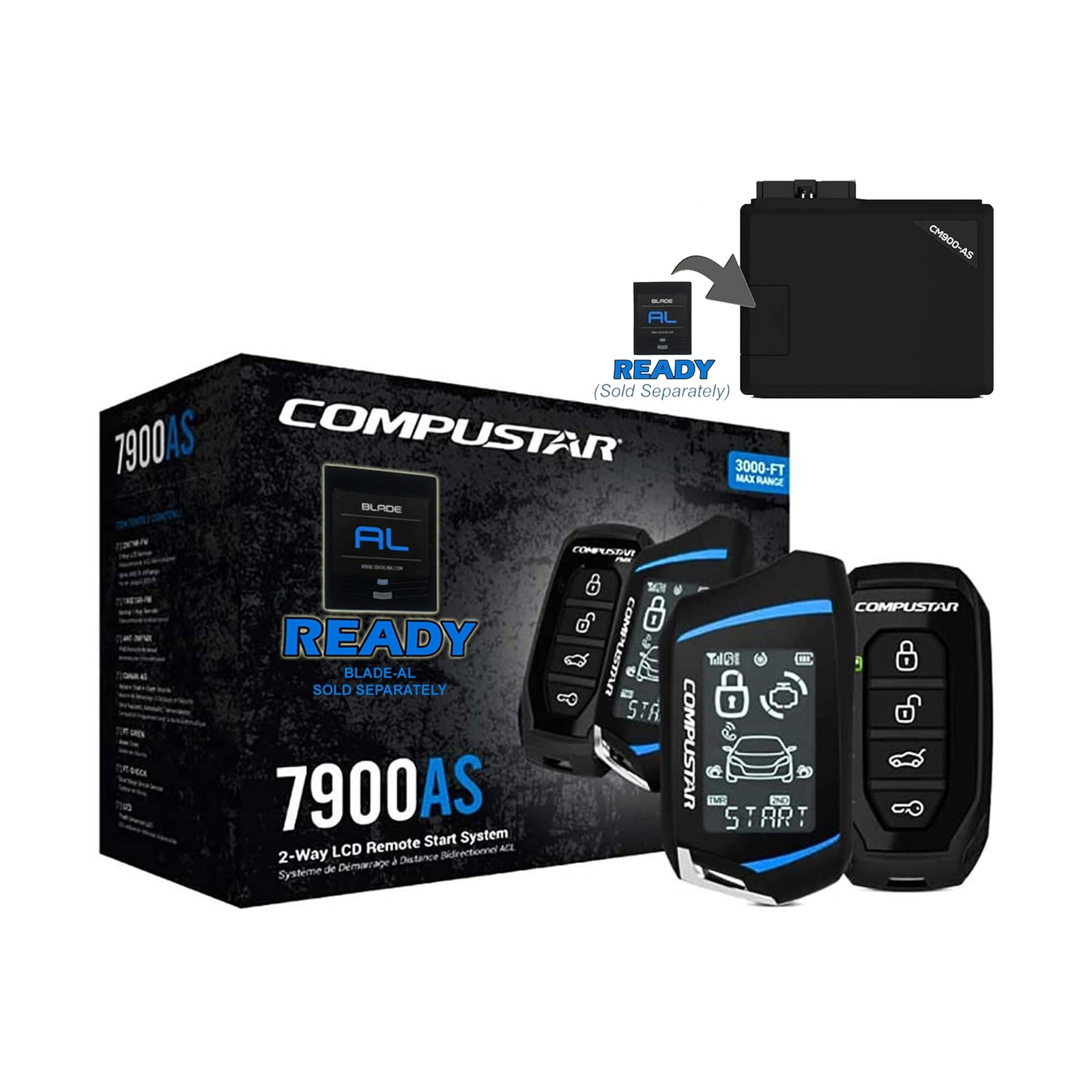 Compustar CS7900-AS All-in-One 2-Way Remote Start and Alarm Bundle w/ 3000 Fe...