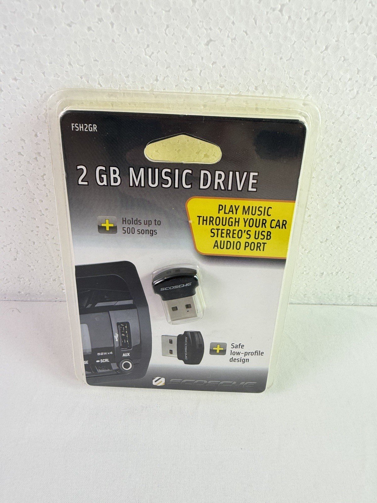 NEW GENUINE SCOSCHE FSH2GR,   2 GB USB FLASH DRIVE Holds Up To 500 Songs
