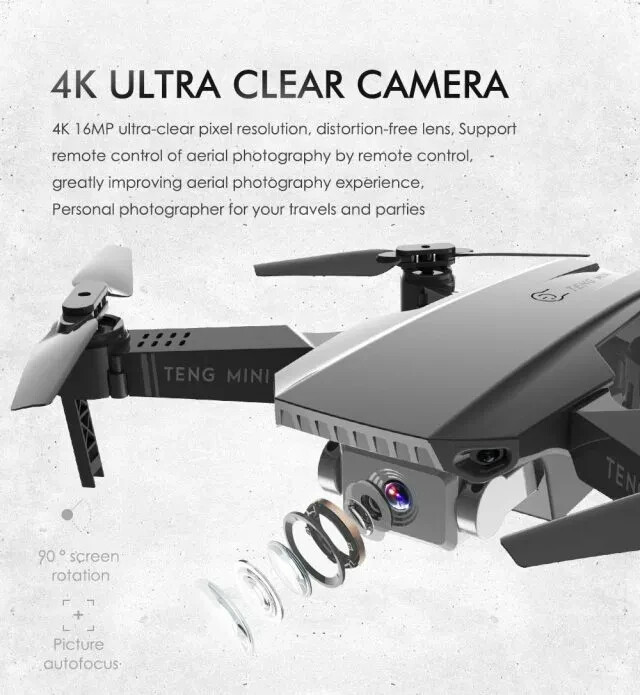 MINI KF-609 Drone 4K HD Camera and FPV Stable Height Fly Quadcopter Bundle