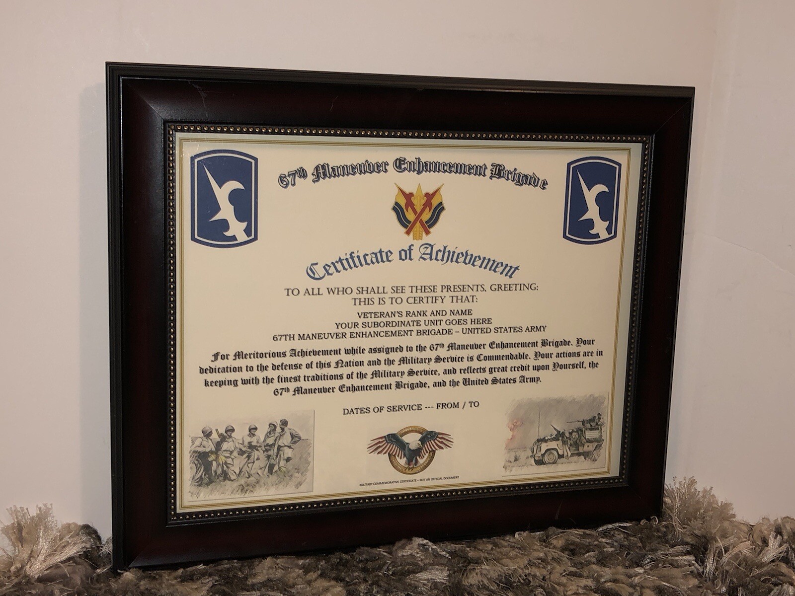 67TH MANEUVER ENHANCHMENT BRIGADE - COA / (COMMEMORATIVE CERTIFICATE)