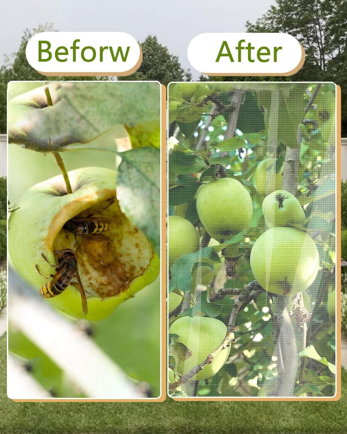 4 Pack Fruit Tree Netting with Zipper & Drawstring, 2.6 x 3.2 x Ft, 4