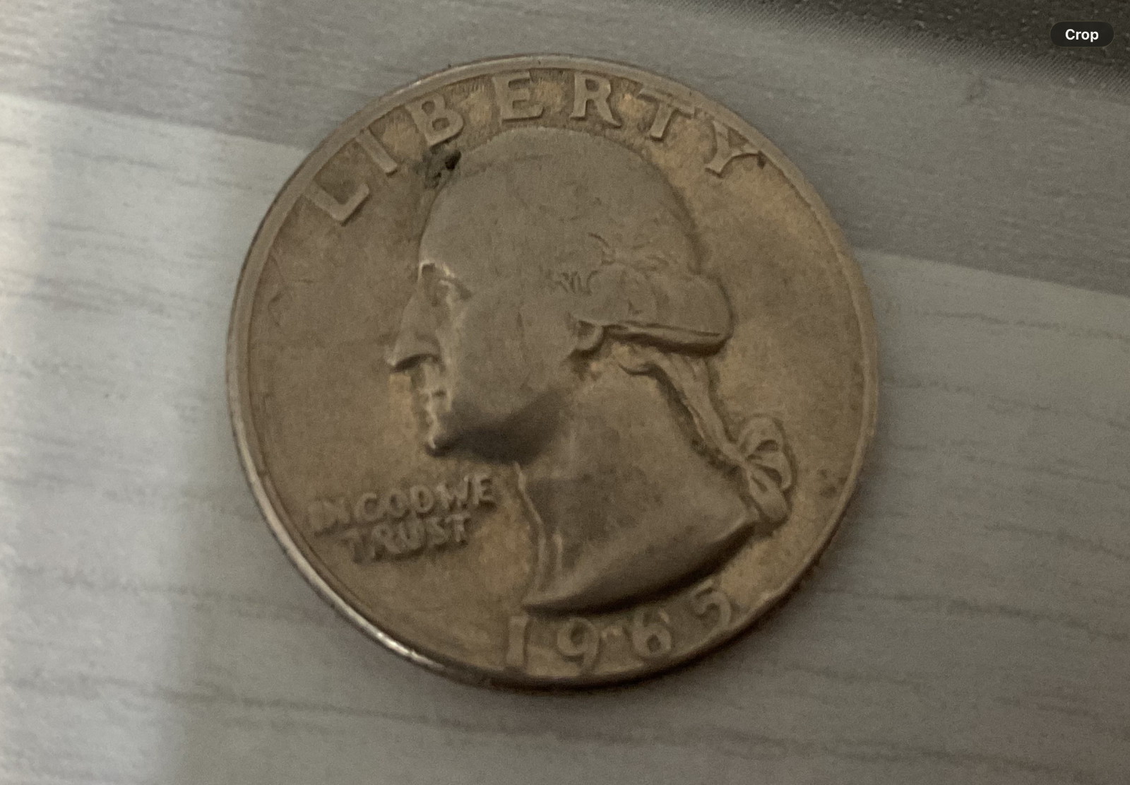 1965 Washington Quarter No Mint Mark Rare “6” curved