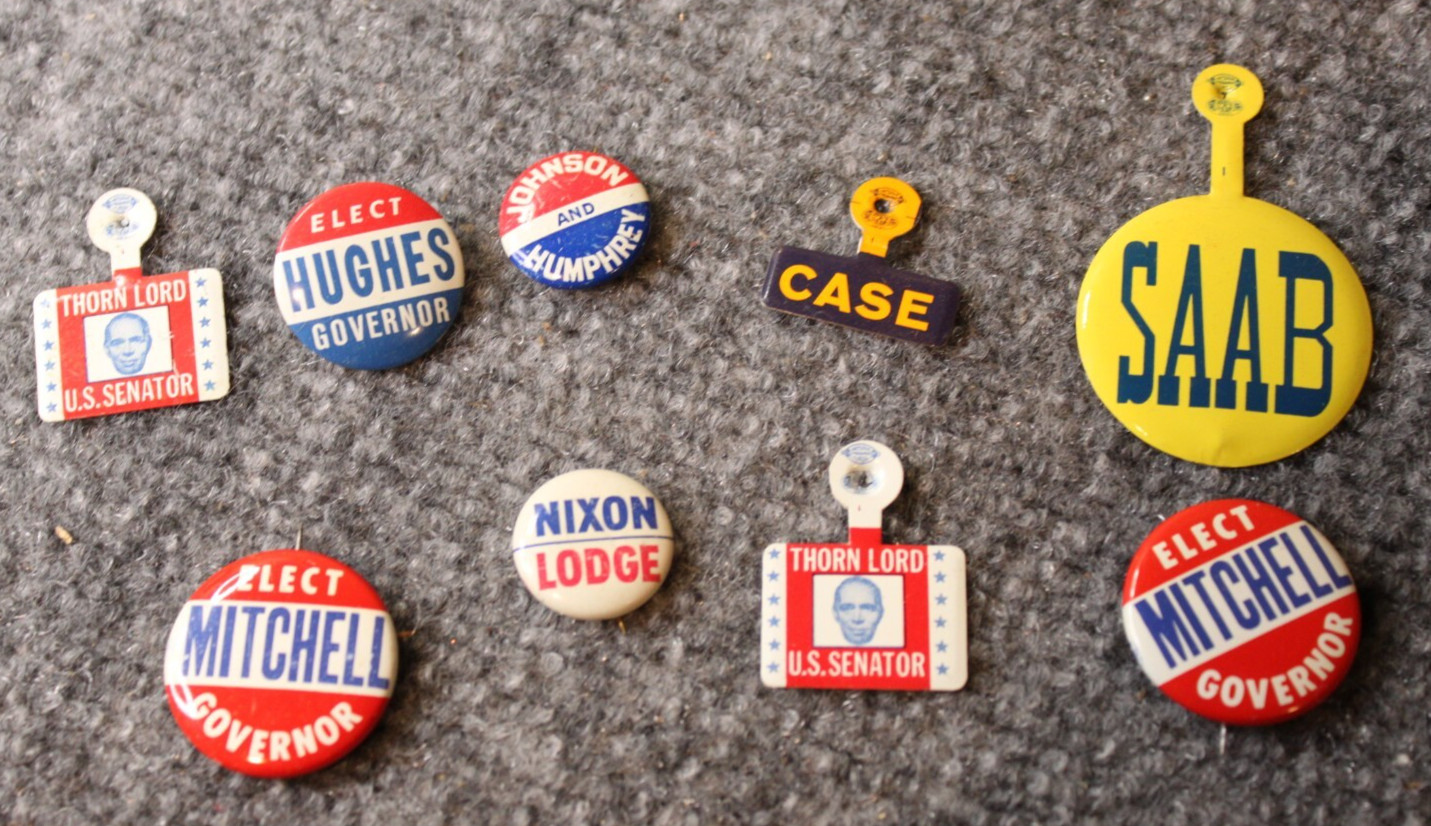 1960's LOT Presidential Election Political Buttons Pins Case Nixon Johnson More
