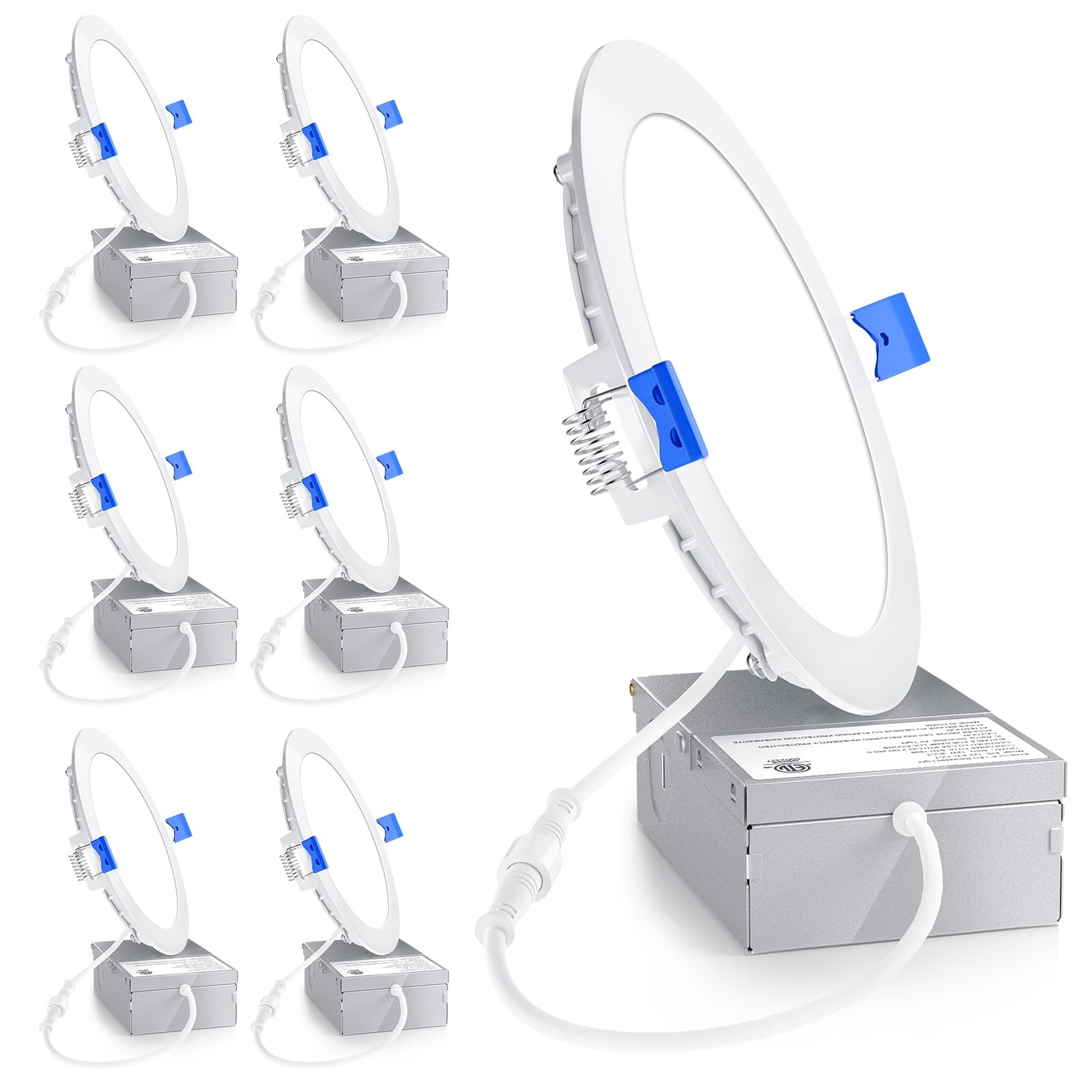 Ensenior 6 Pack 6 Inch LED Recessed Light, 6 Inch, 6000k - Clear White