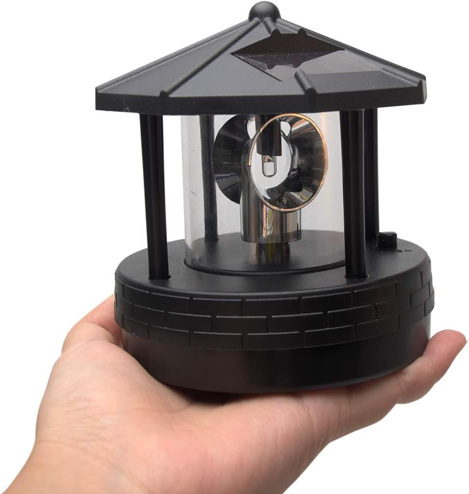 1PC Solar Lighthouse, Rotating Outdoor Waterproof LED Solar Light Beacons Tower