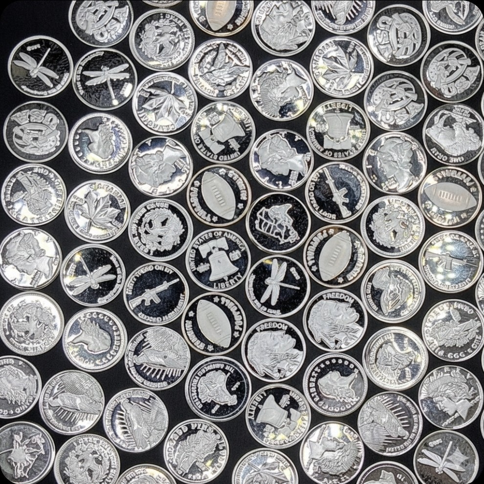​10 Piece .999 Fine Silver Bullion Lot - Mixed Estate Designs Pure Silver Rounds