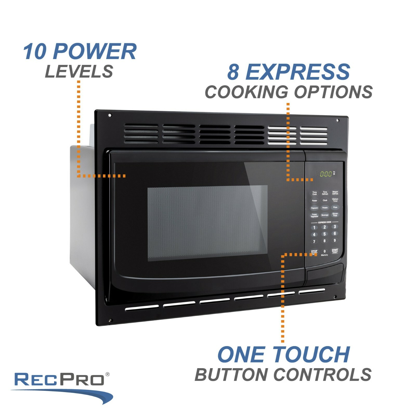 RV Microwave Black 1.0 cu. ft. 900W Replacement for High Pointe