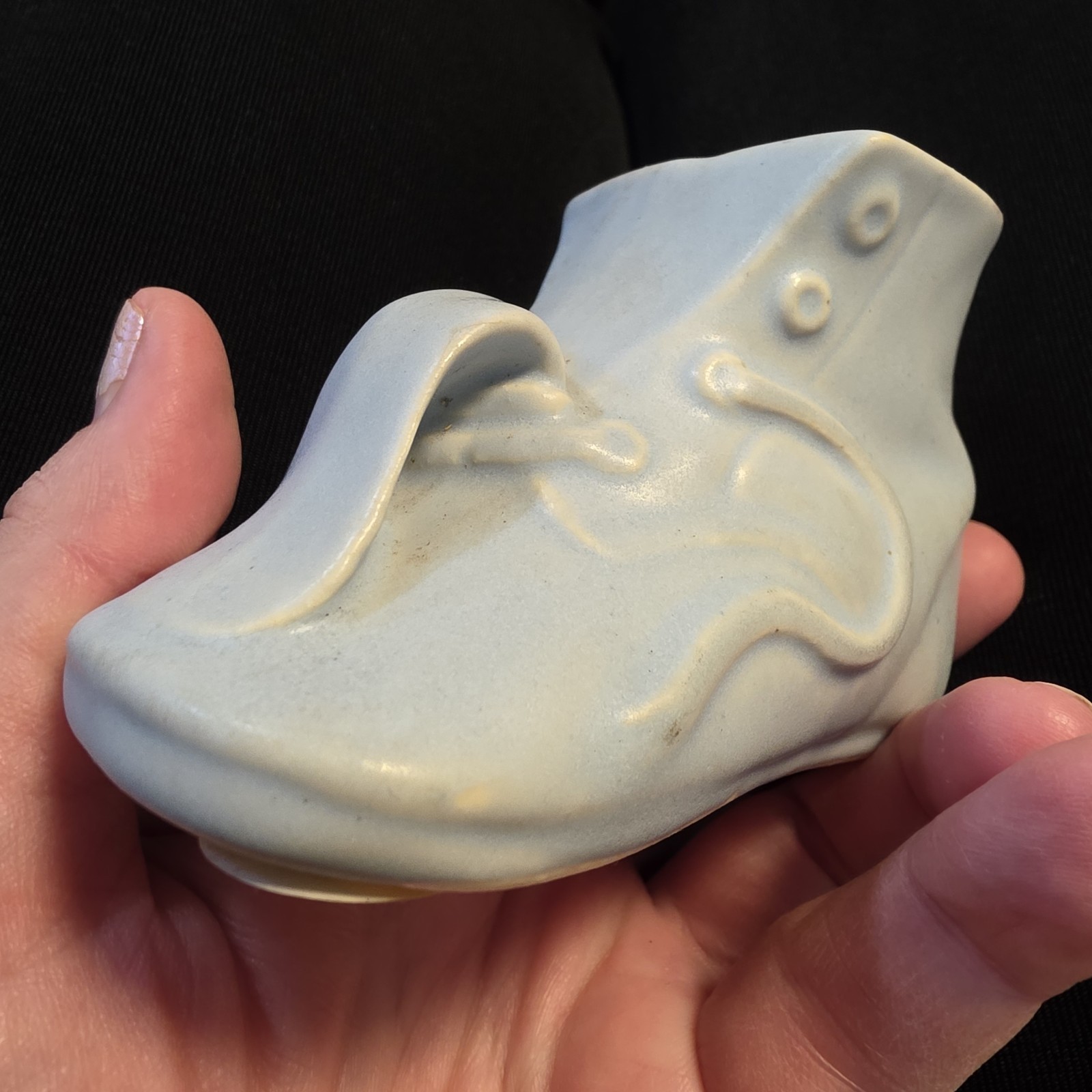 Vintage Blue Baby Shoe Planter