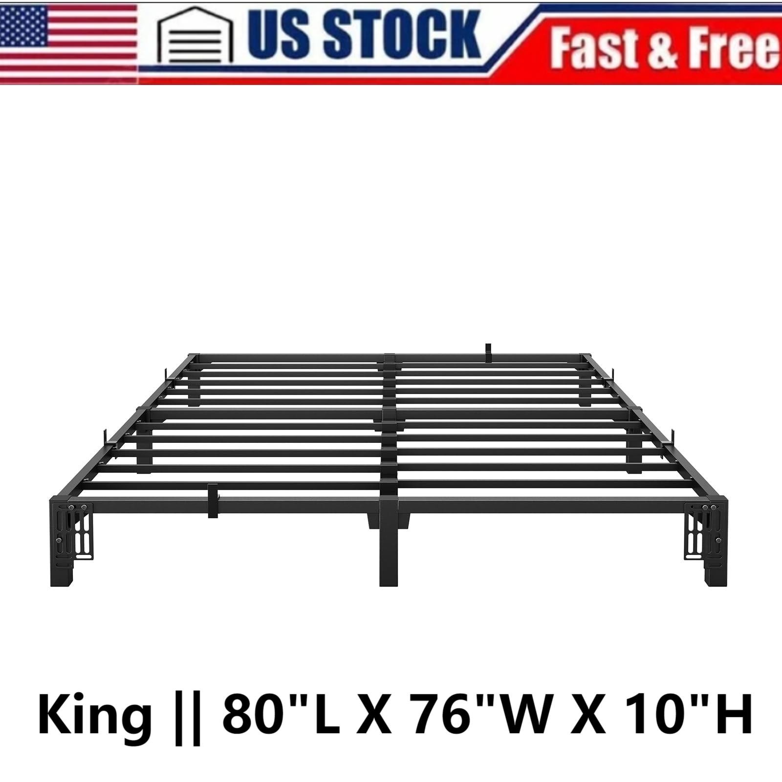 🔝14 Inch Metal Platform Bed Frame King Size Sturdy Steel Slat Support 800 Lbs