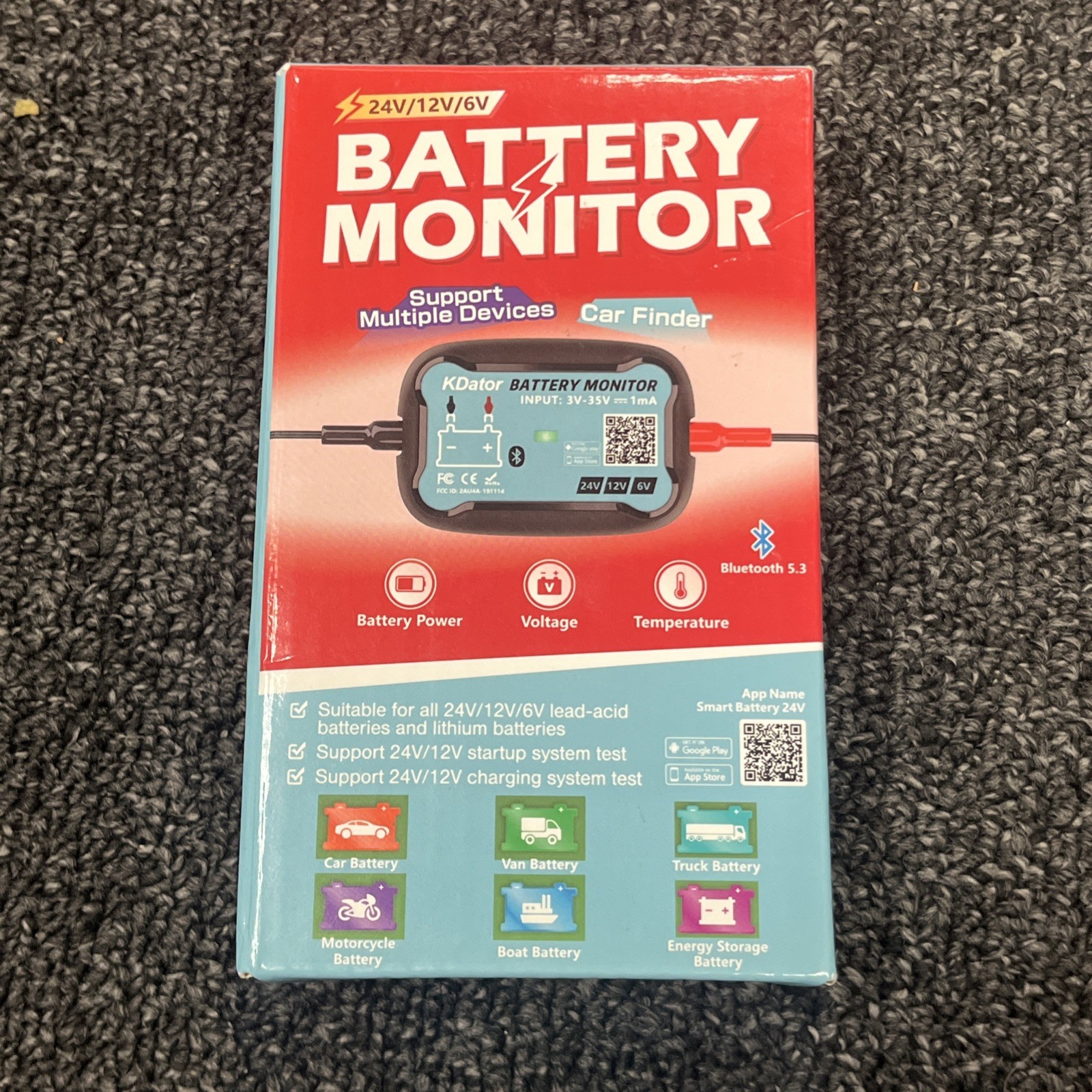 Bluetooth Battery Monitor BM7 for 6V 12V 24V All Lead-Acid and Lithium Battery