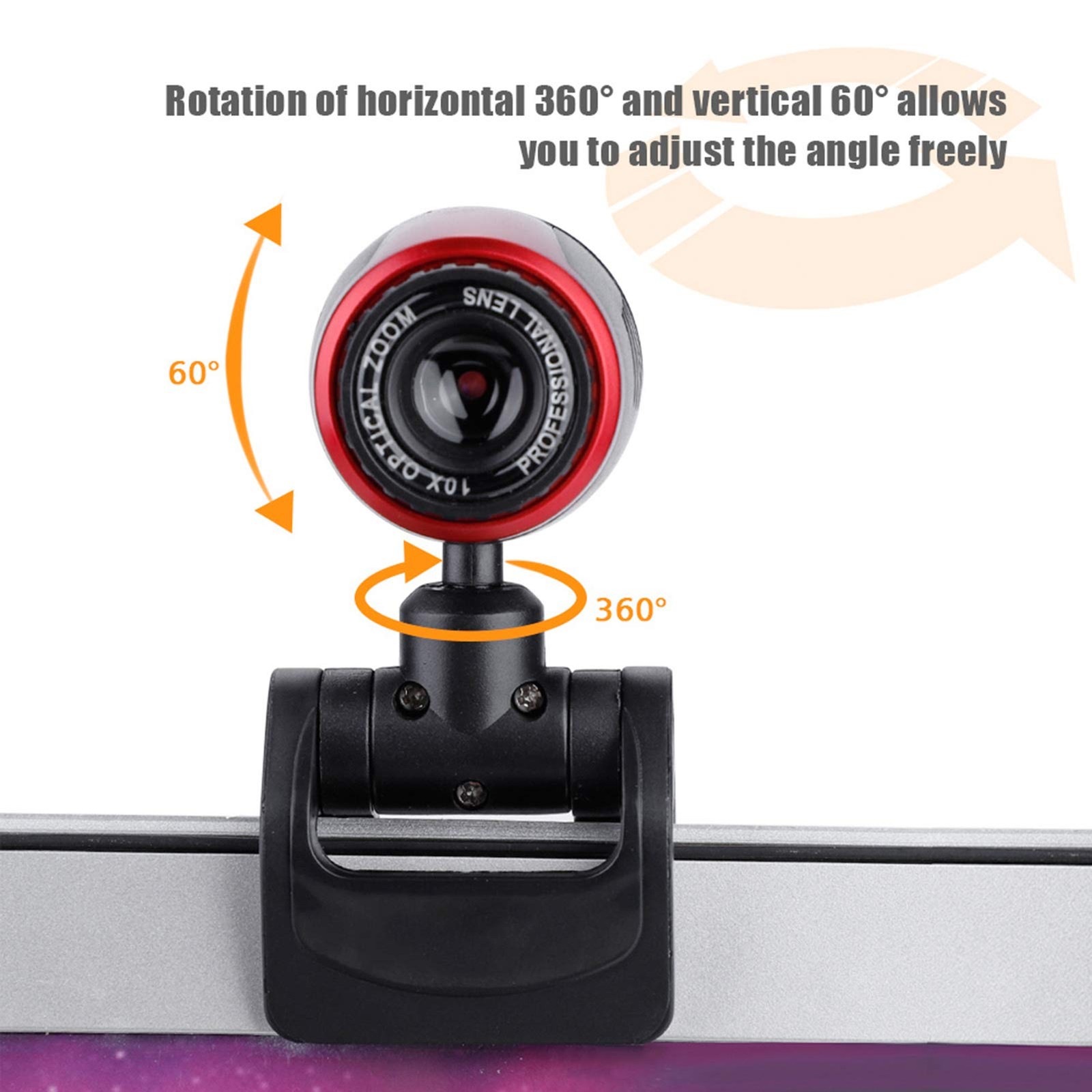 Web Camera 360 Degree Video Laptop Plug Play, USB 2.0 Computer PC 640 x 480