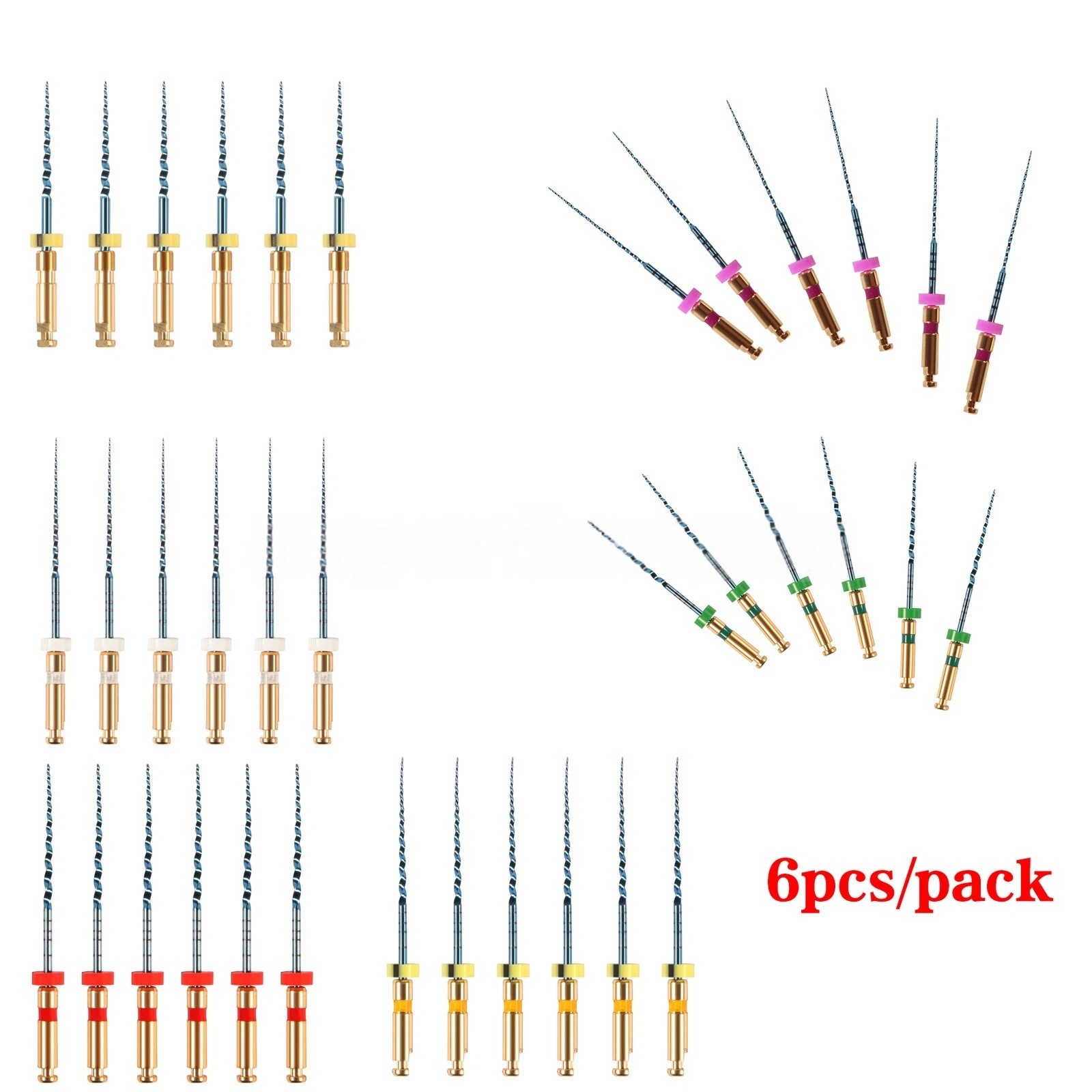6pcs/pk Dental Endo Root Canal Super Taper Rotary Niti Files Curved Engine SA