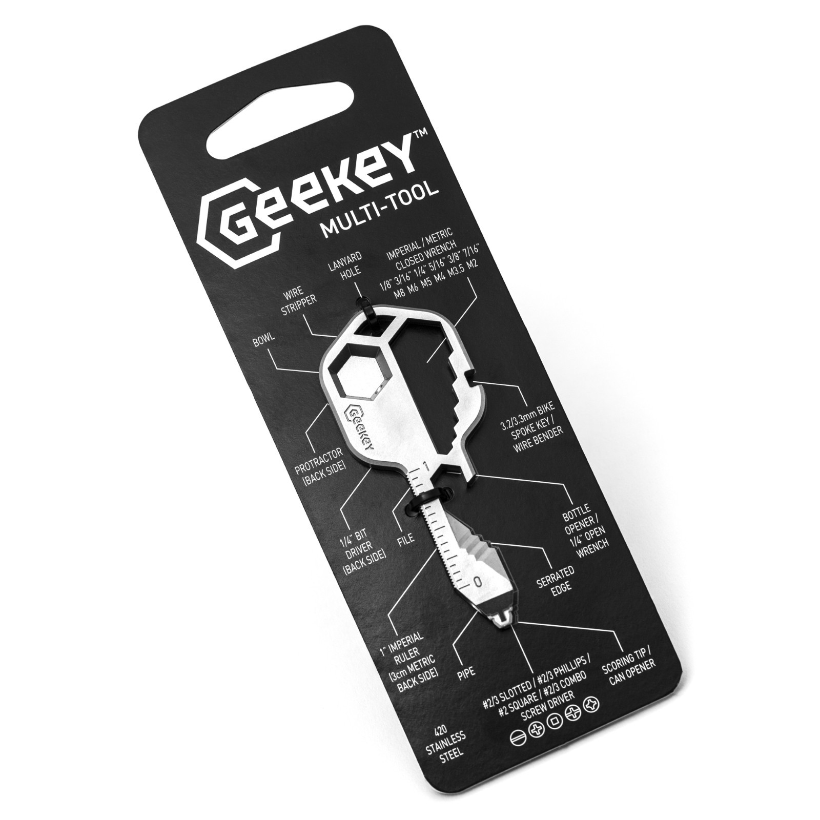Geekey Multi-tool - Original Stainless Steel Key Shaped EDC Tool
