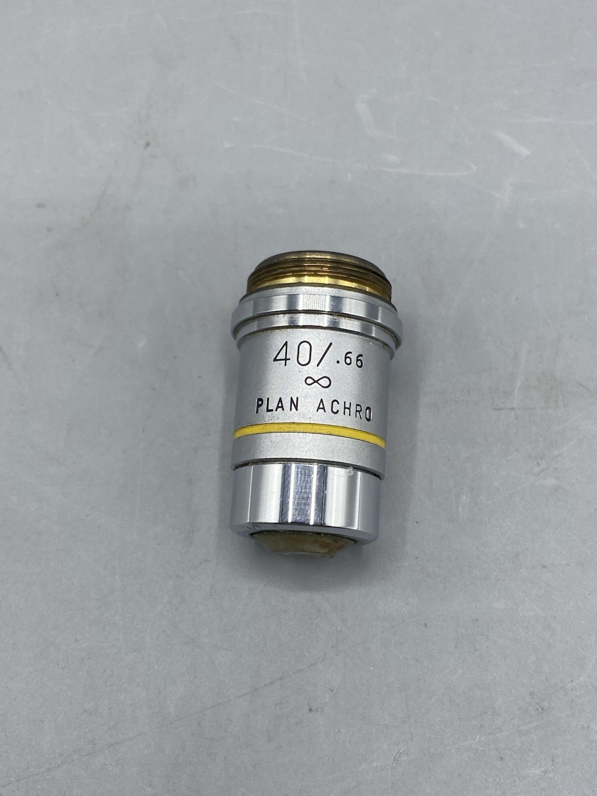 AO American Optical 40/.66 Plan Achromat Microscope Objective USA READ DIRTY