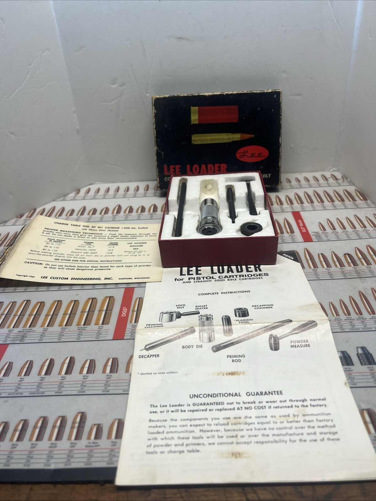 VTG LEE LOADER RELOADING KIT 30 M1 CARBINE COMPLETE & GUIDES 1963