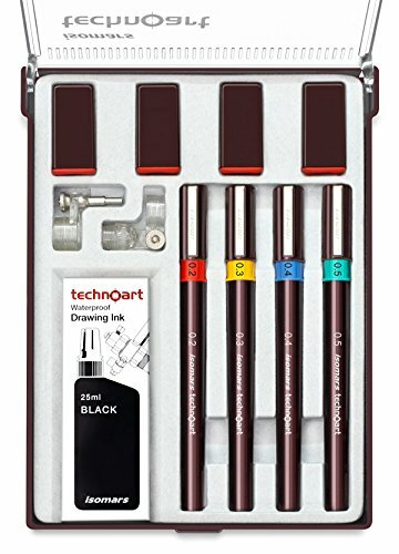 Isomars Fineliner Technical Drawing Pens Stands Waterproof Drawing Ink Set Of 4