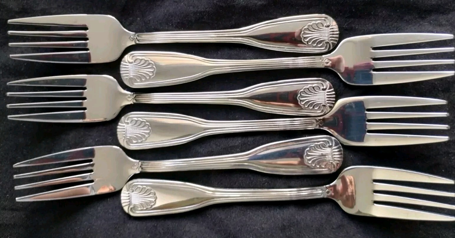 6 Quality Heavy Demitasse Forks    Six Appetizer Fork Stainless Steel 1/2 Dozen