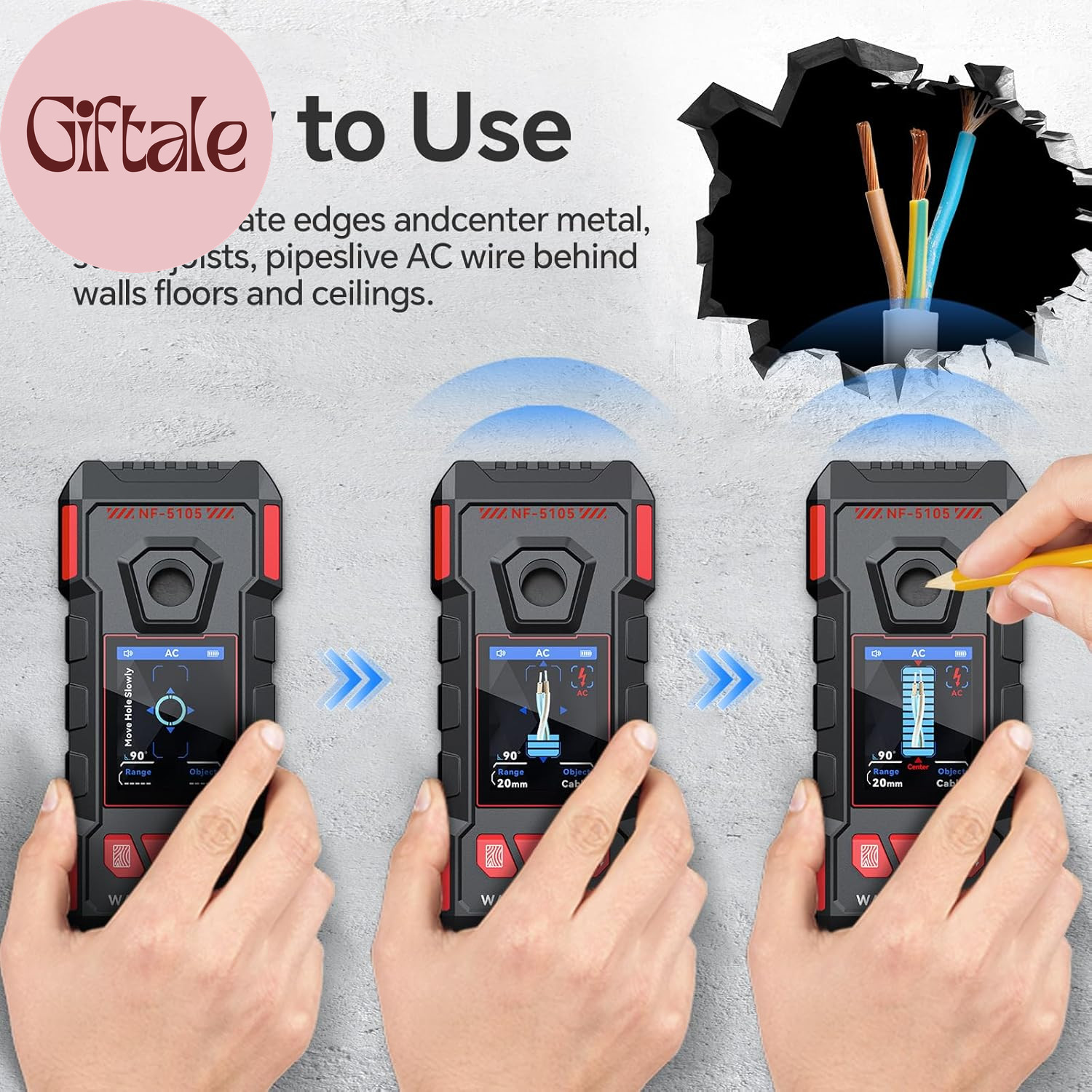 Stud Finder, Rechargeable Stud Finder Wall Scanner with Upgraded Intelligent Chi