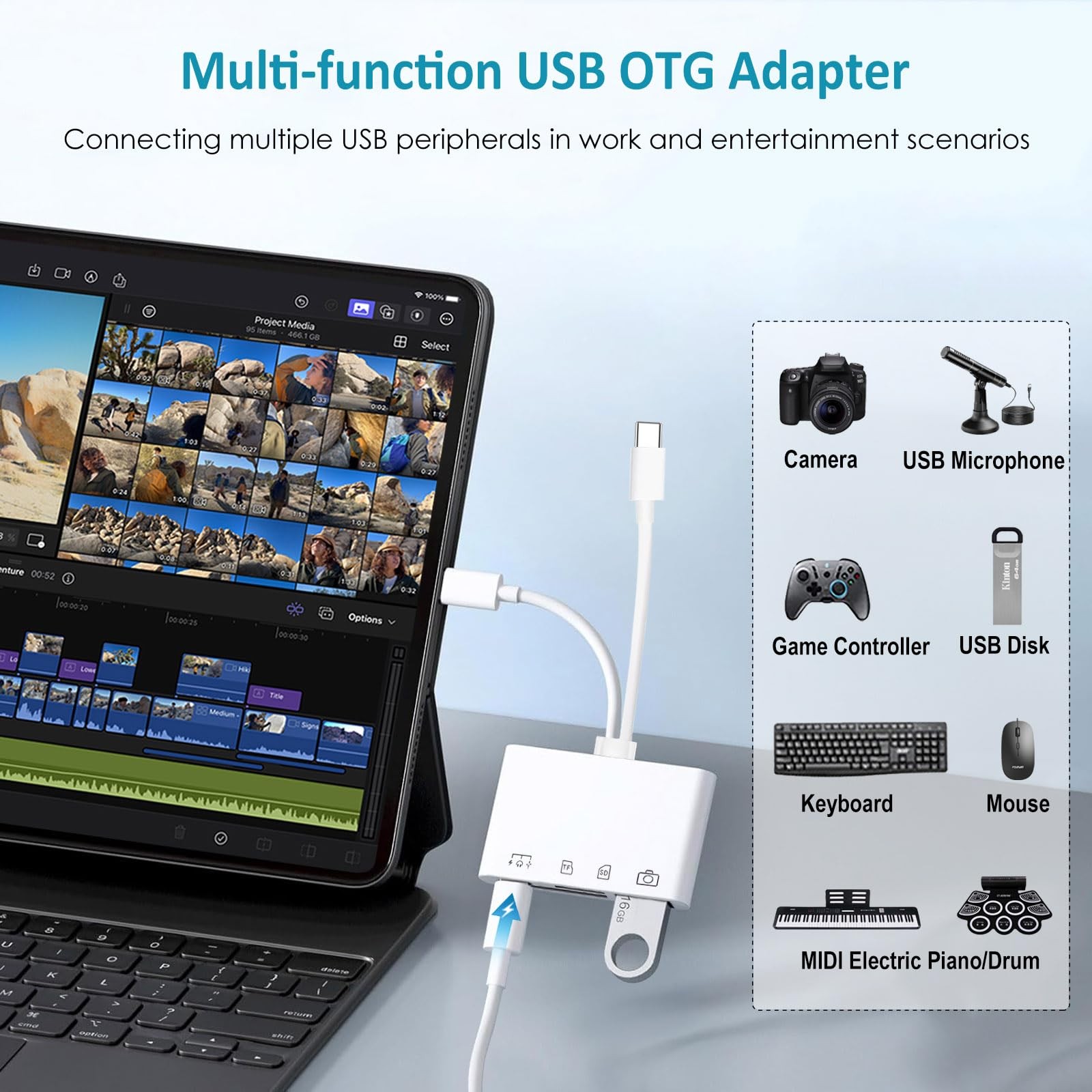SD/MicroSD Card Reader & USB OTG Adapter with PD Charging Port for iPhone