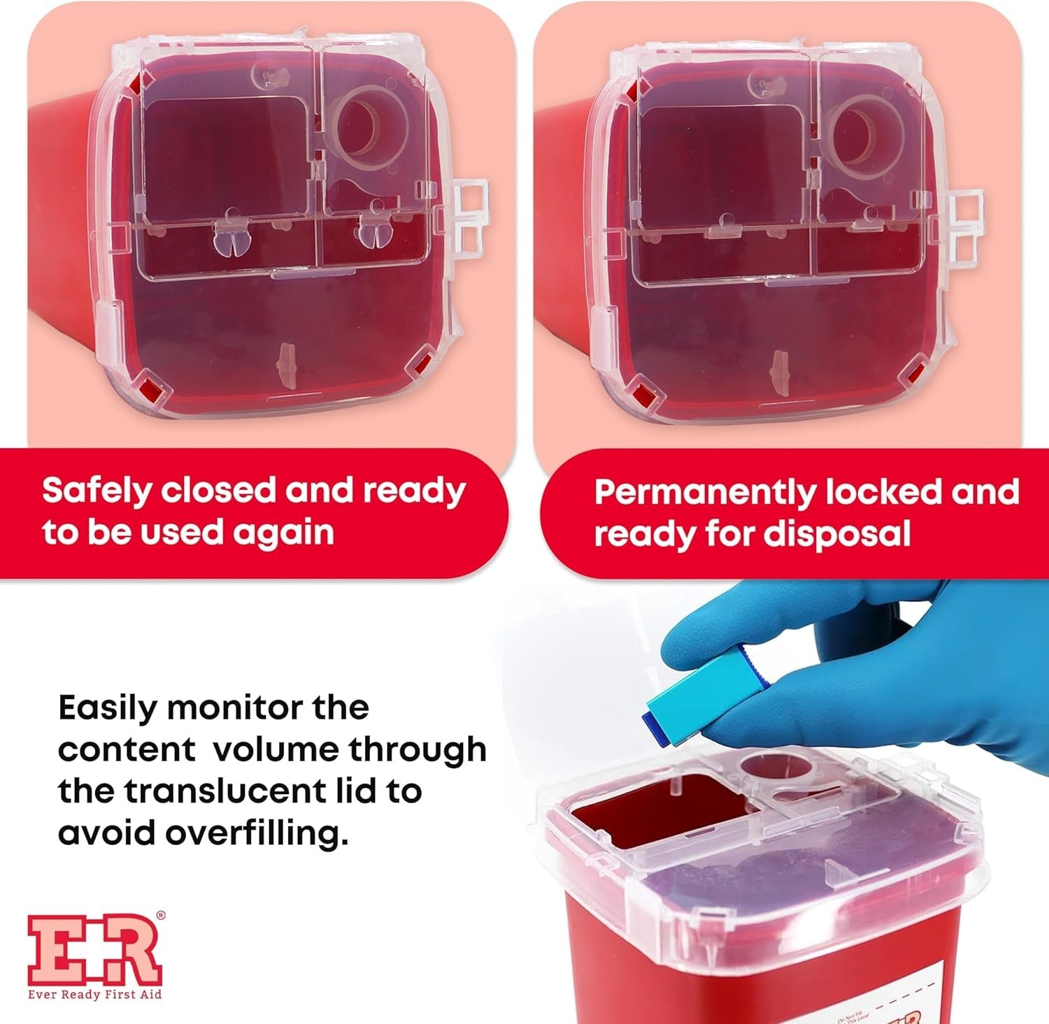 Sharps Container with Split Lid Design and Locking Mechanism for Sharp Waste ...