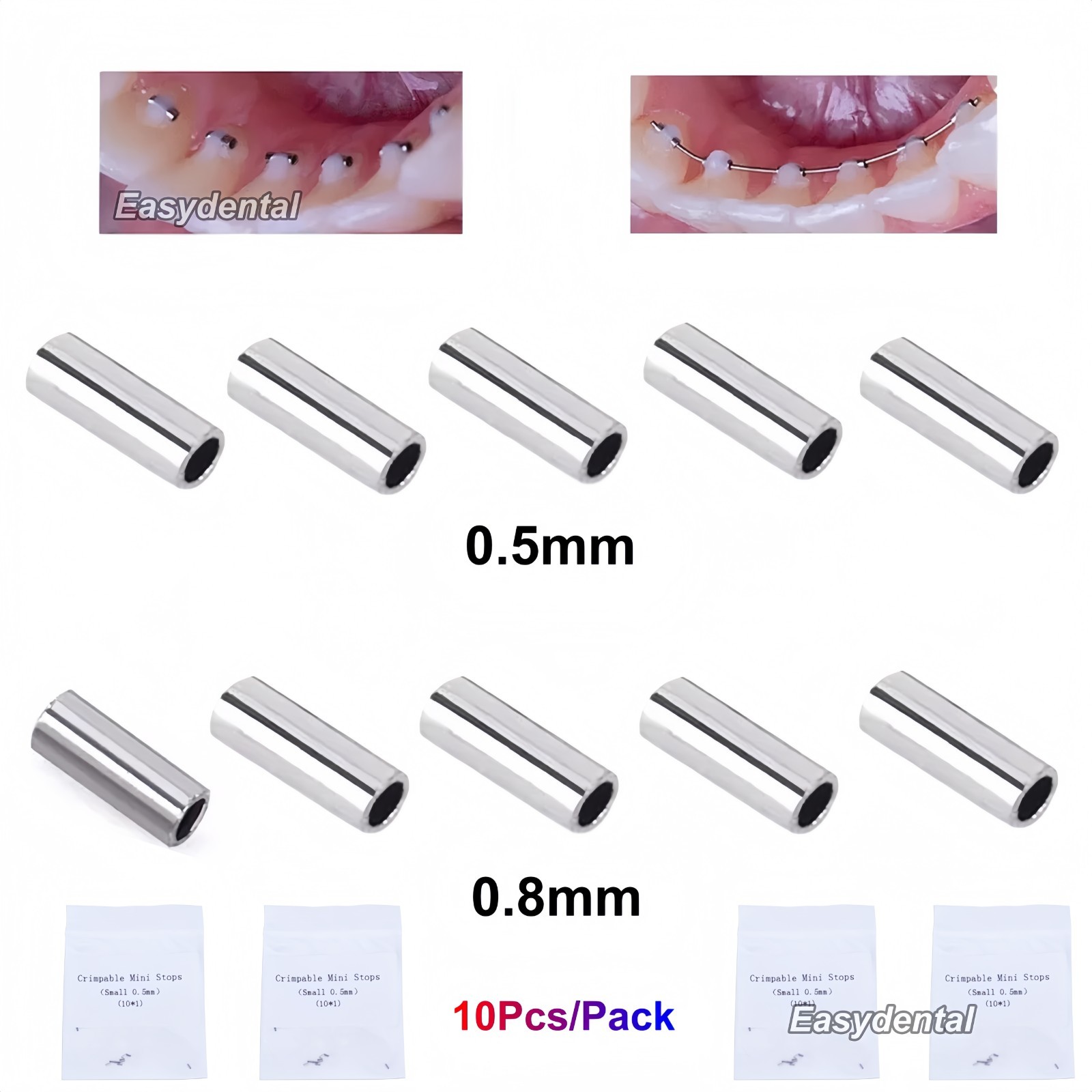 Dental Orthodontic Mini Stop Hooks Crimpable Hook Closed for Arch wire 0.5/0.8mm