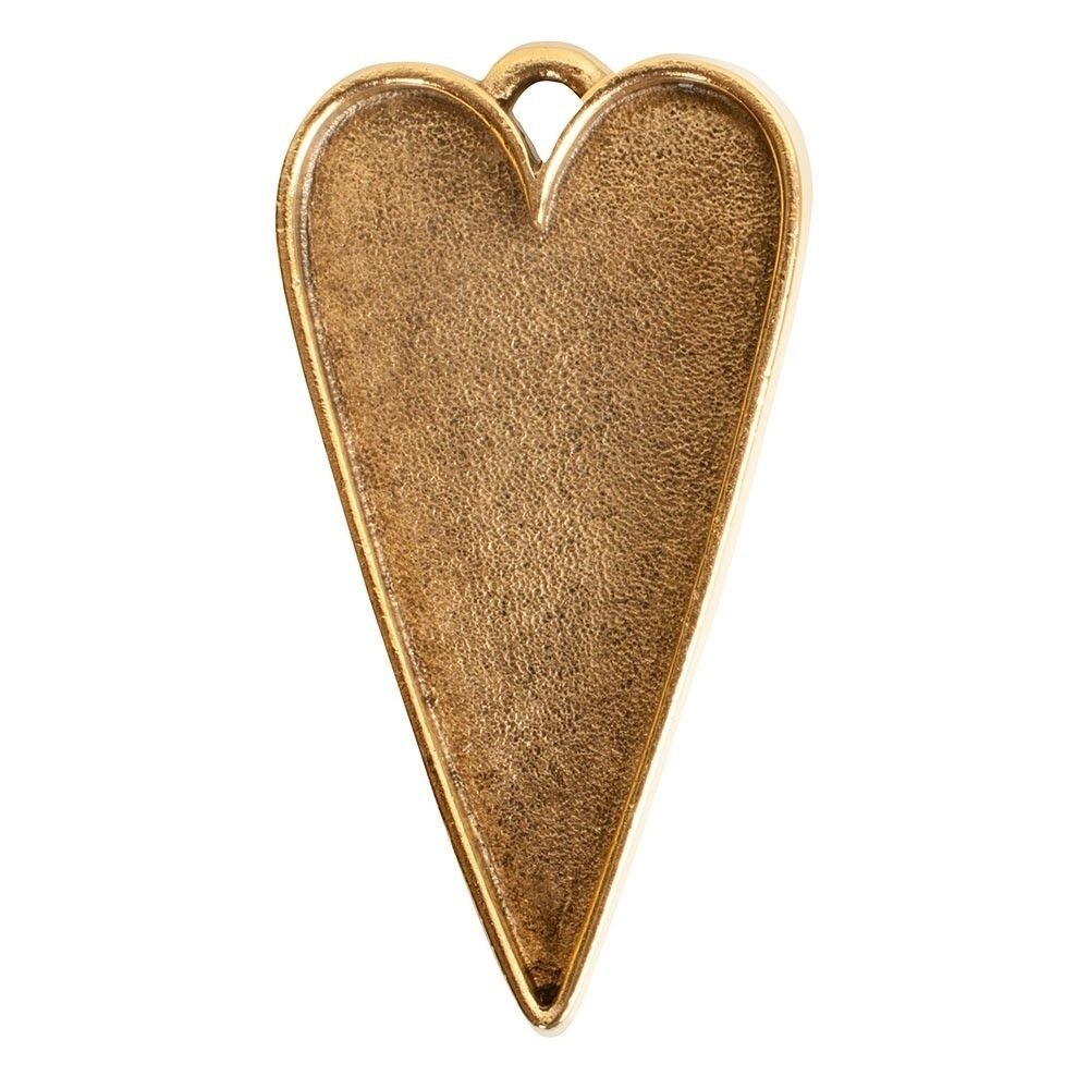 Nunn, 1 Antiqued Gold Plated Pewter Grande Heart Bezel Pendant