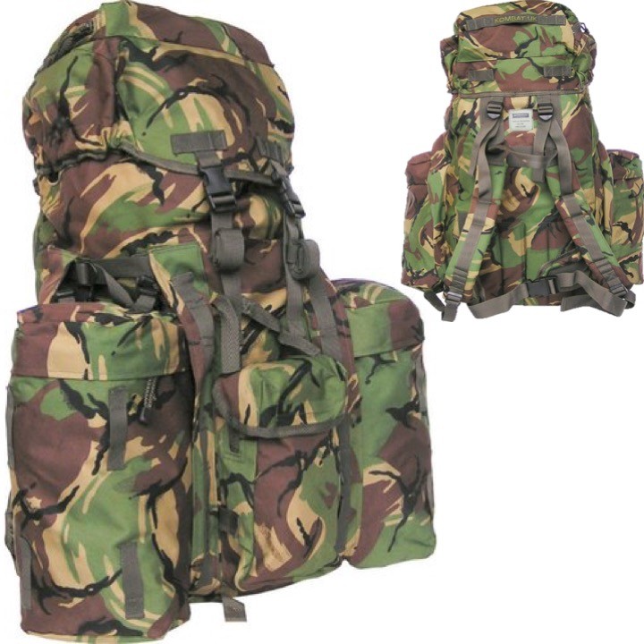 BRITISH ARMY STYLE BERGEN 120 LITRE RUCKSACK PLCE SIDE POUCH BAG DPM CAMOUFLAGE