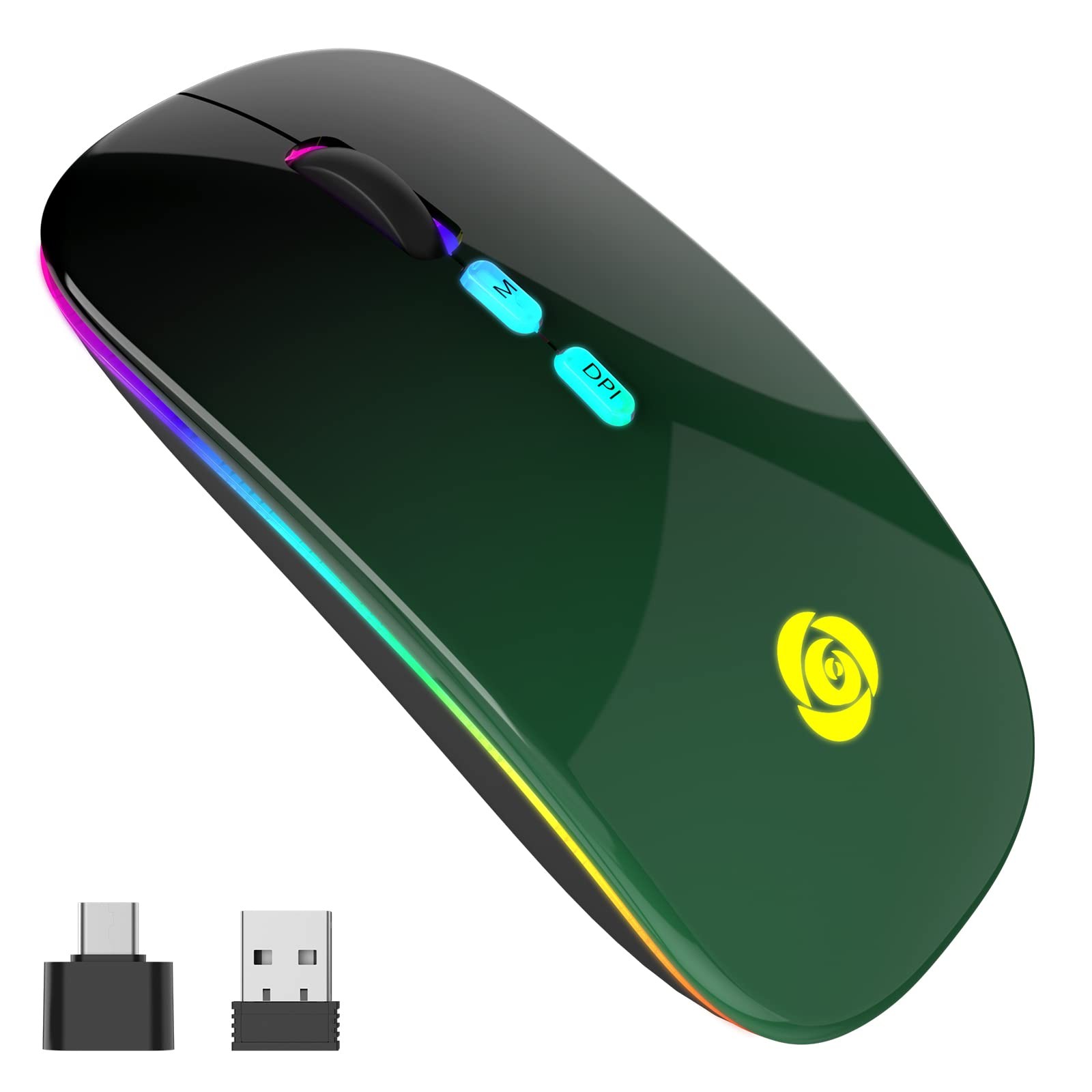 LED Wireless Mouse, Bluetooth Mouse &2.4GHz Instant Connection,Rechargeable U...