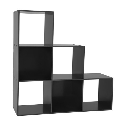 L-Shaped 6-Cube Bookcase Shelf Black 90 × 28 × 90 cm Open Back