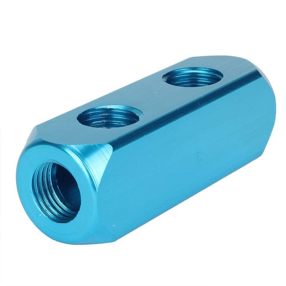 Beduan 1/4" 2 Way 5 Port Aluminum Air Hose Inline 2 5 Ports, Blue,Sky