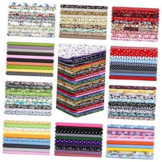 500 Pcs 4 x 4 Inch Cotton Fabric Squares Pre Cut Patchwork Quilting Fabric