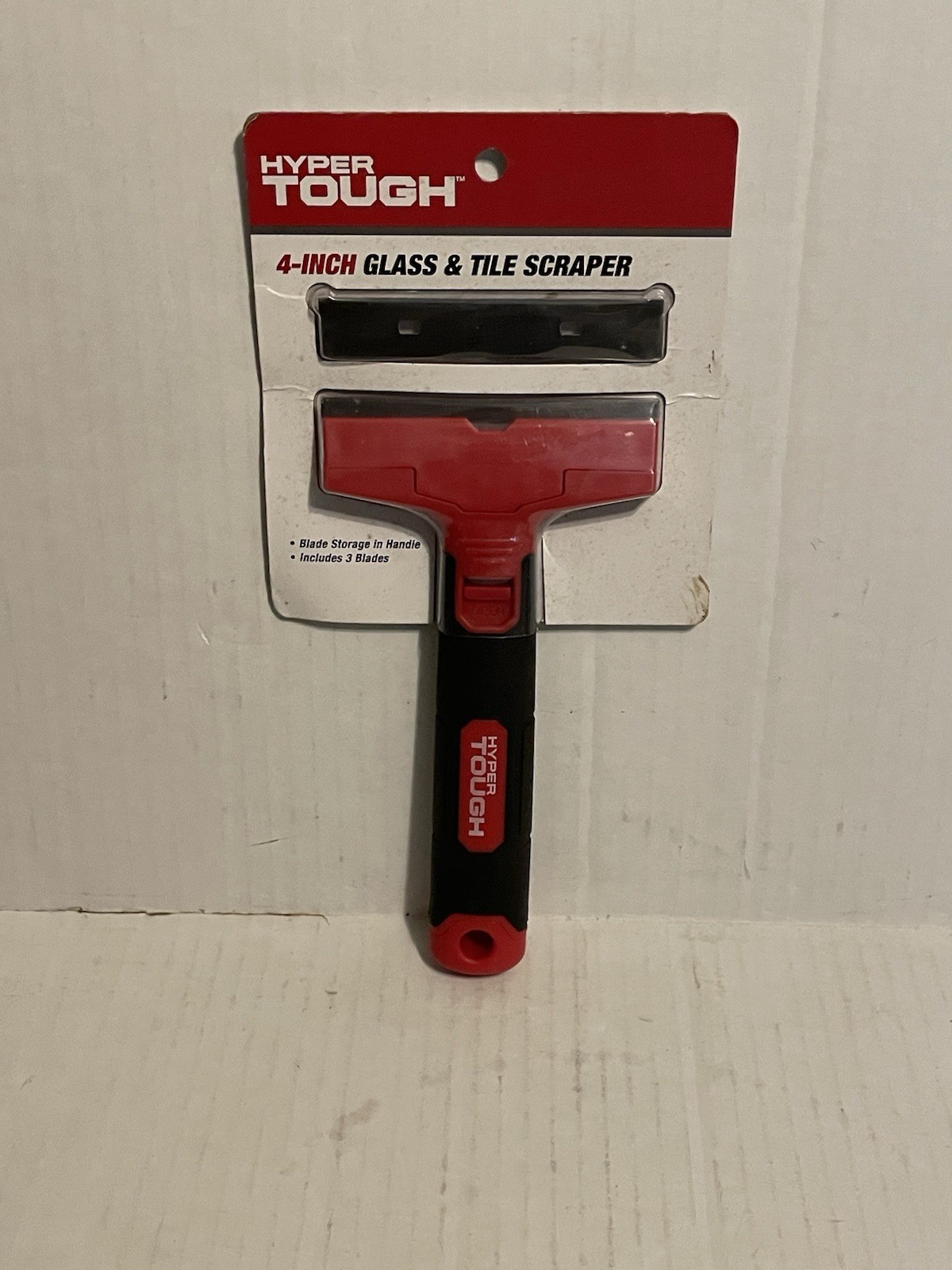 Hyper Tough | 4 in Soft Grip Plastic Glass & Tile Scraper with 3 Blades