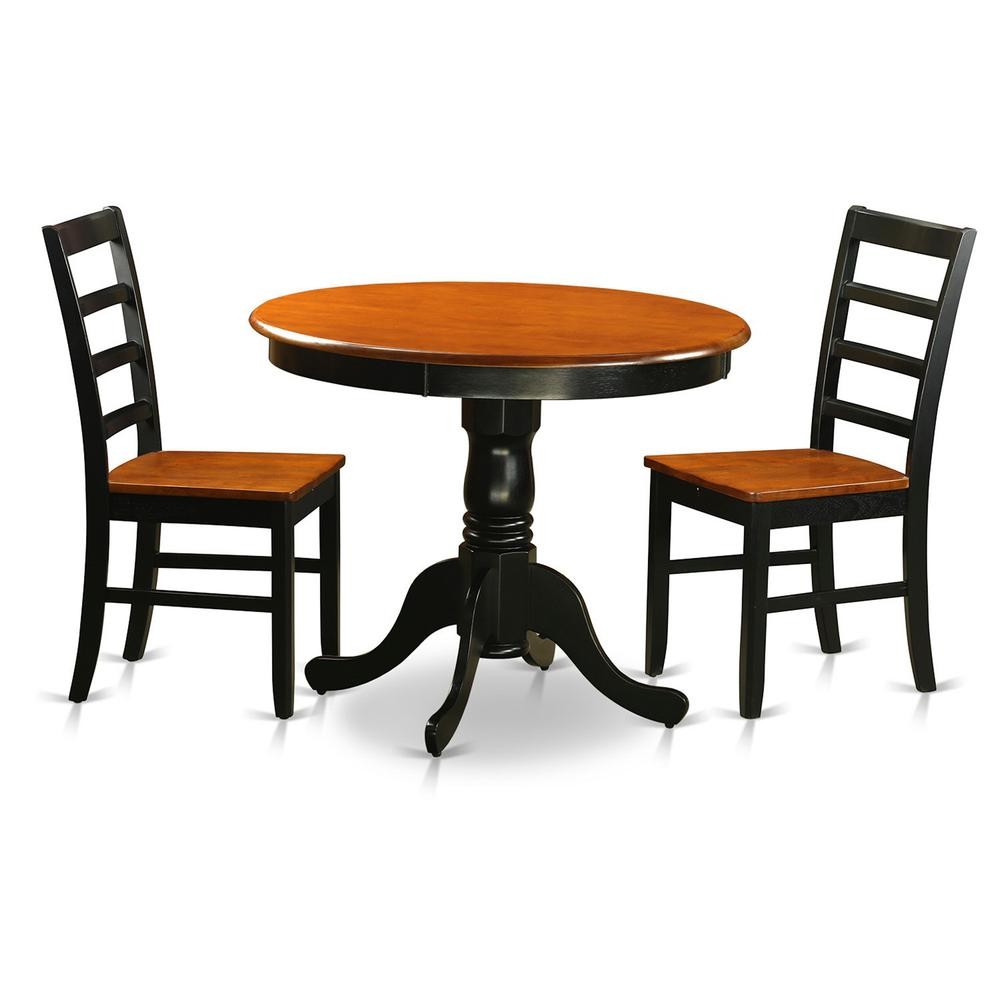 Dining  furniture  set  -  3  Pcs  with  2  Wooden  Chairs  in  Black  and ...