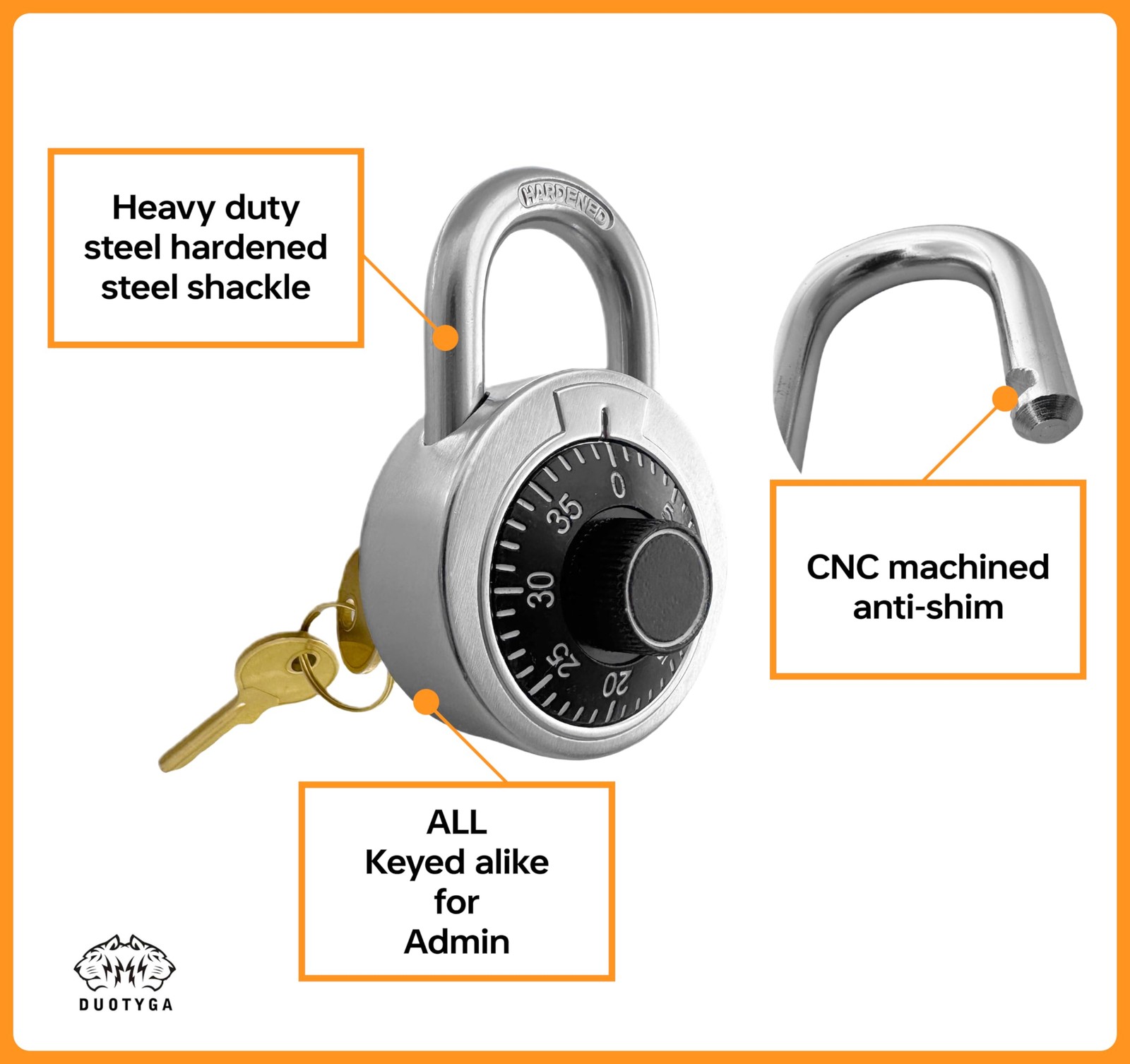 DuoTyga Combination Padlock with Key, 2 Pack Different Passwords, Black