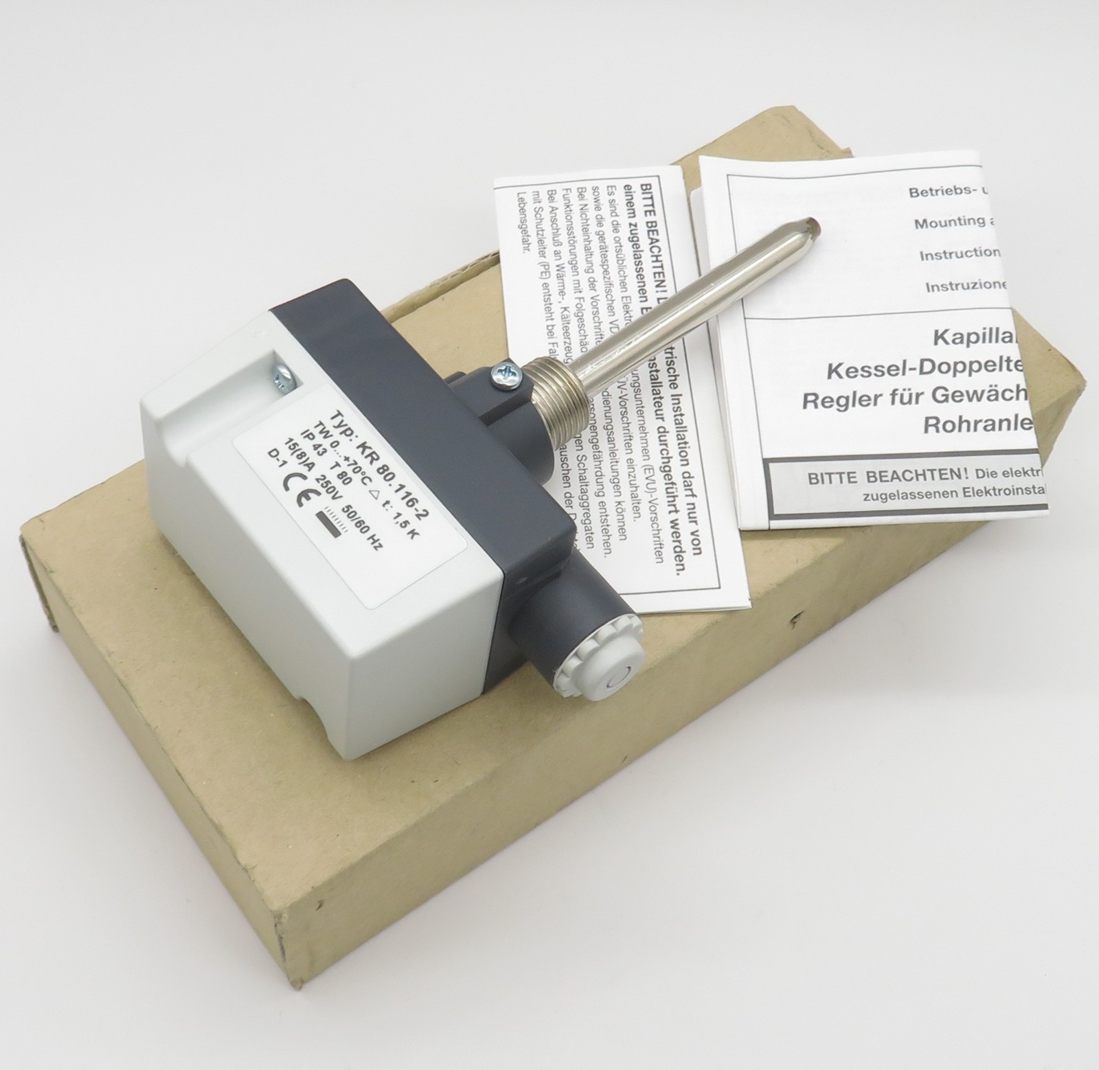 ALRE Boiler Regulator KR 80.116-2 Capillary Regulator Capillary Thermostat 0-70°C L: 100mm