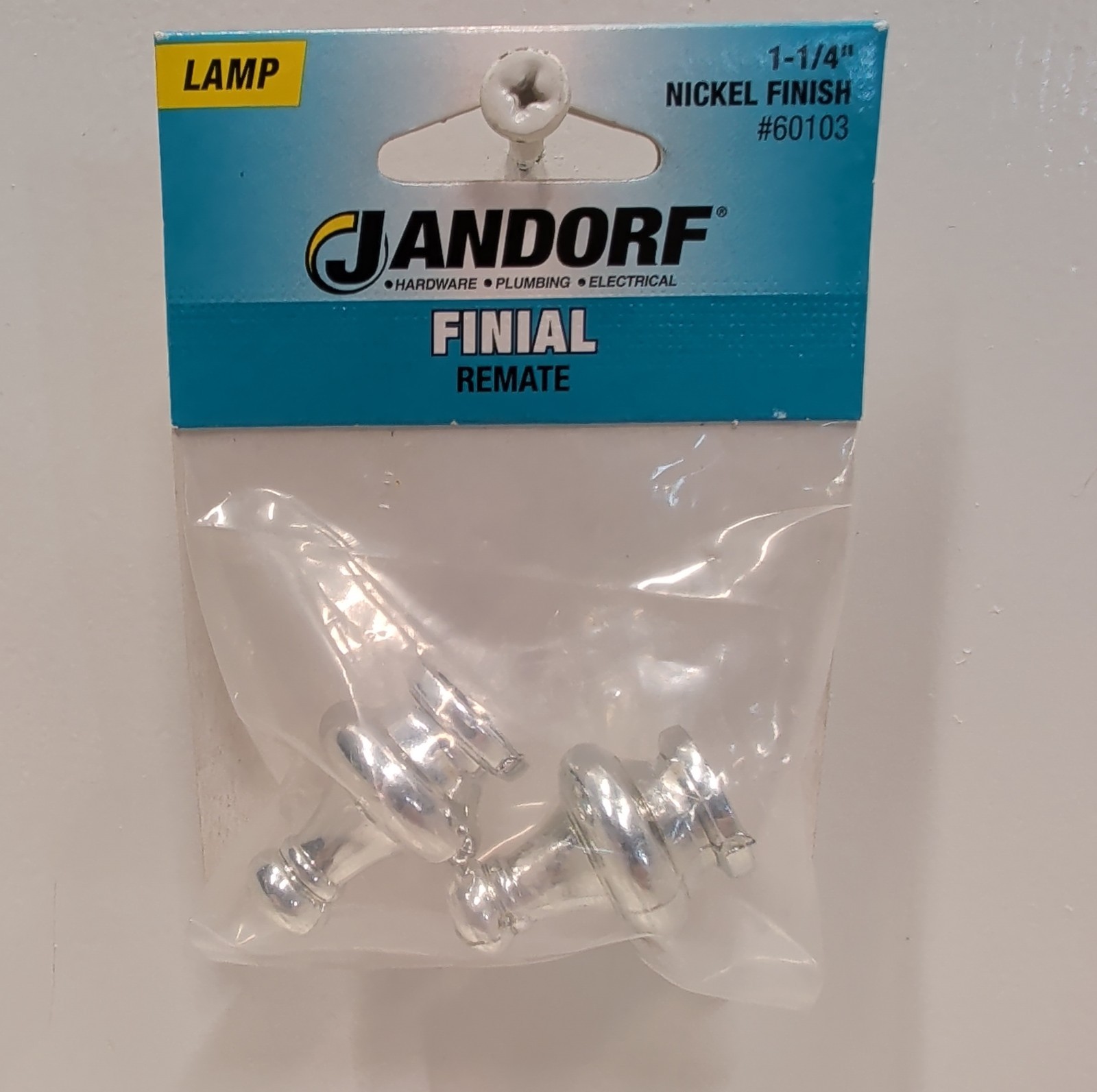 Jandorf 60103 Nickel Flair Pyramid Lamp Finial Pair Decorative 1‑1/4" New