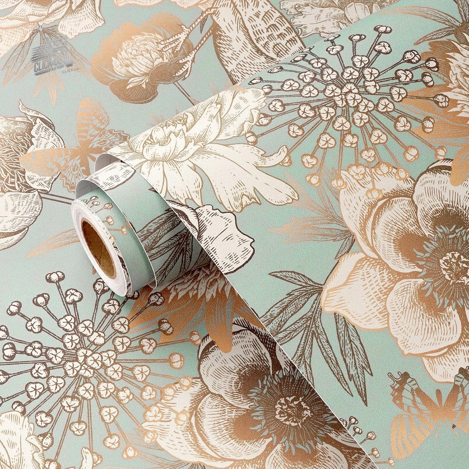 Green Flowers Bedroom Wallpaper Kids Adhesive Film for Mo