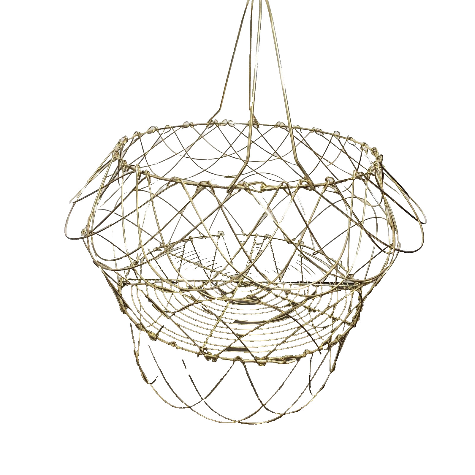 Gold Metal Wire Collapsible Folding  Gathering Basket