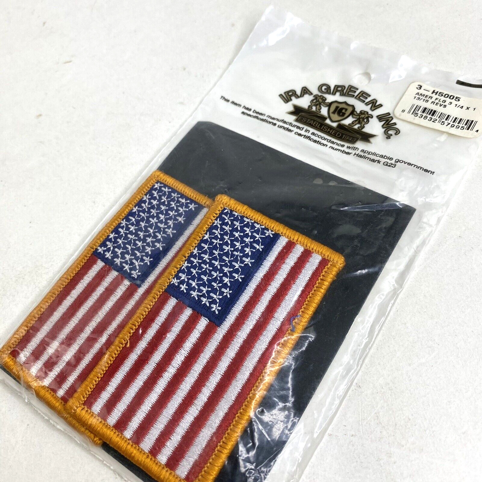 USA Reverse American Flag Patch Set of 2 IRA Green Inc 3-1/4" x 1-13/16" NEW