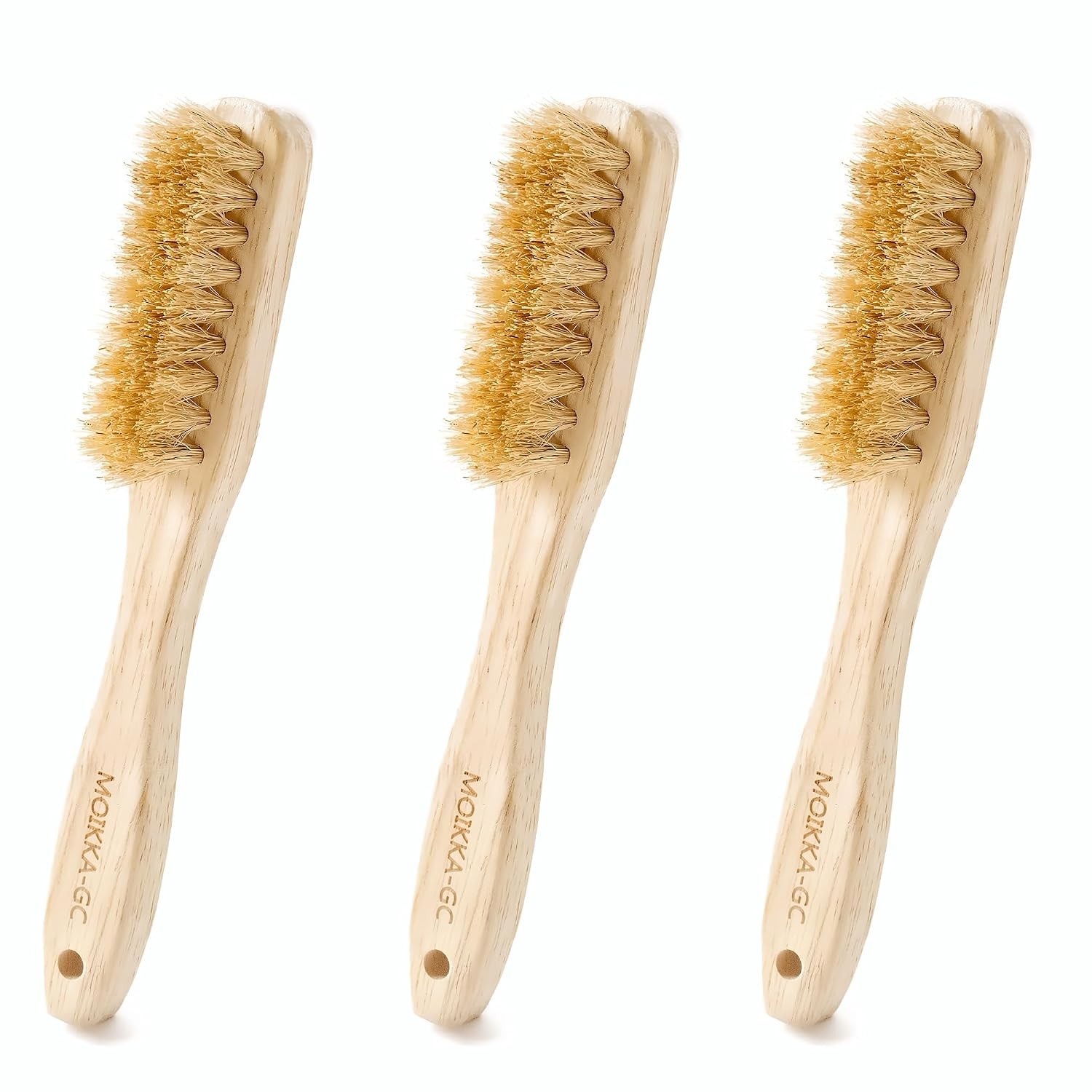 3Pcs Small Wood Laundry Stain Brush Set with Boar Bristles, Stain Remover for De