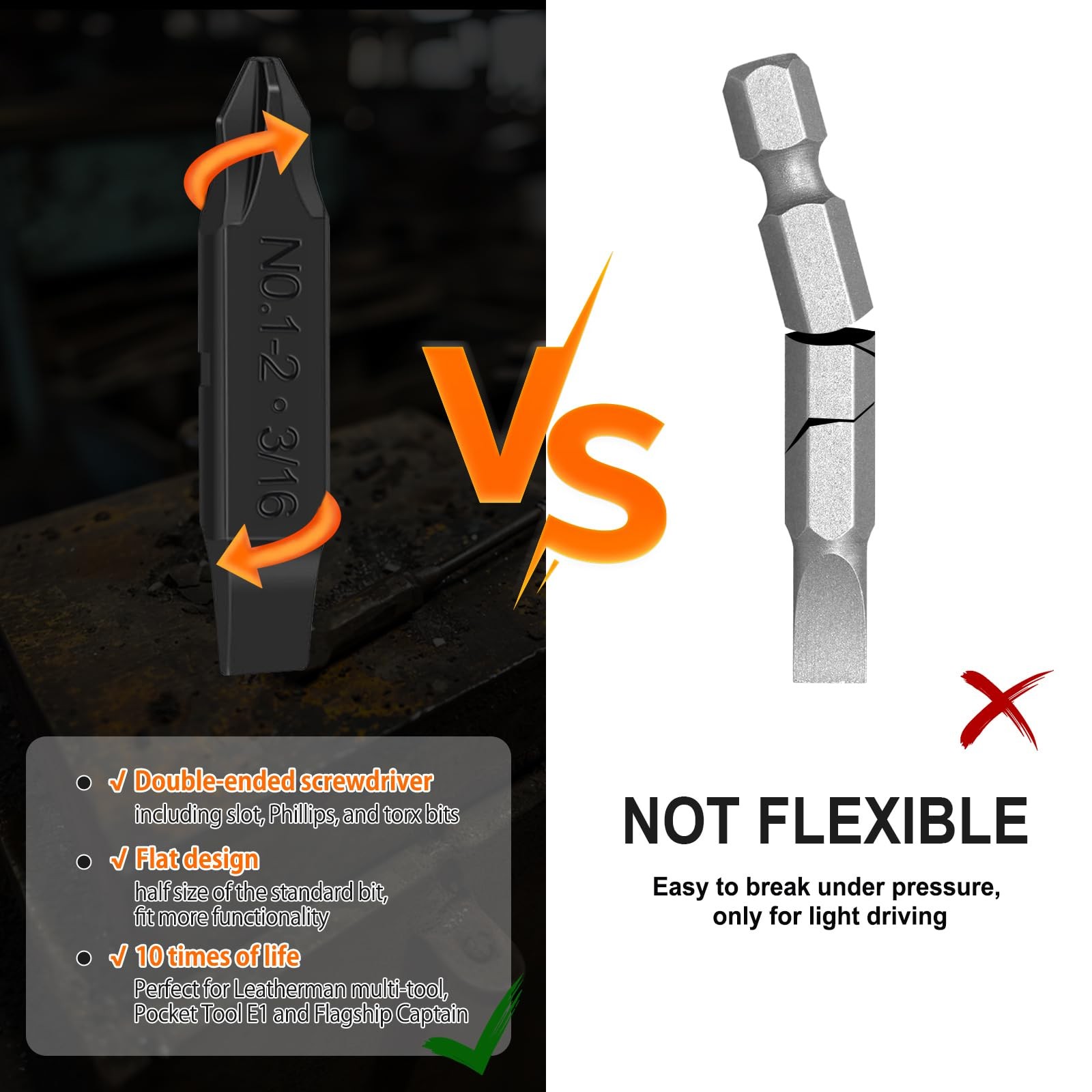 NexTool 10 Pack Replacement DoubleEnded Screwdriver Bit for Leatherman MultiT...