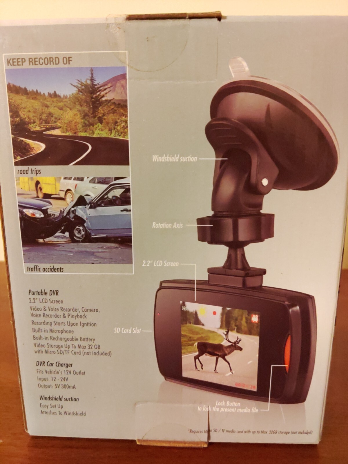 Dash Cam HD Rydz Automatic Ignition High Definition DVR 2.2” LCD, Time/Date Pic